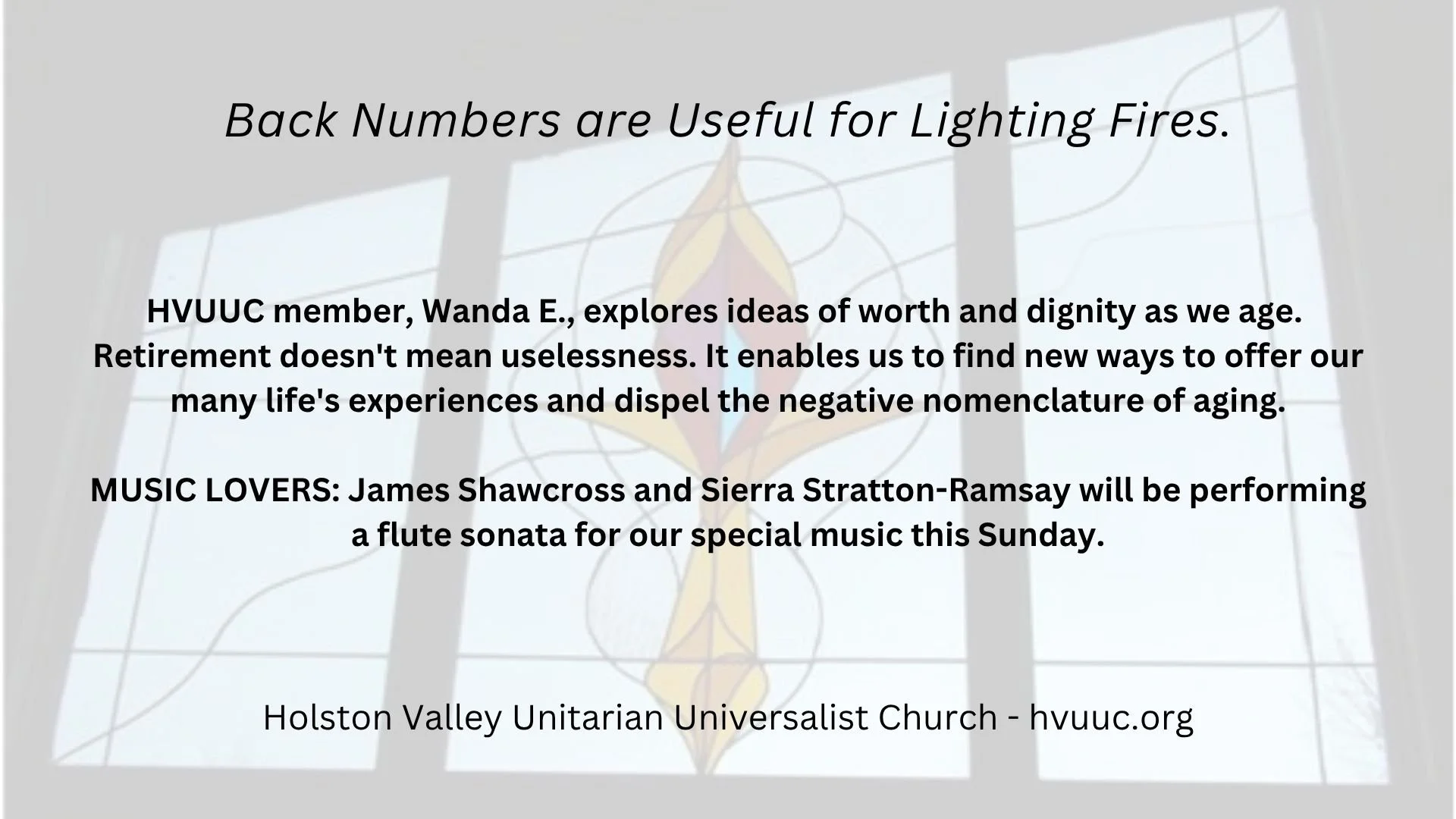 Back Numbers are Useful for Lighting Fires
