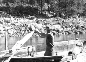 Frances Zaunmiller Wisner at the helm