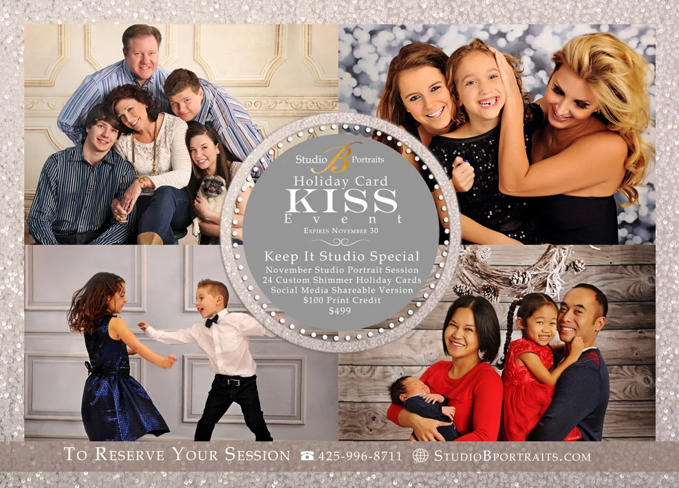 Family Portraits + Holiday Card Special at Studio B Portraits near Bellevue WA in Seattle area