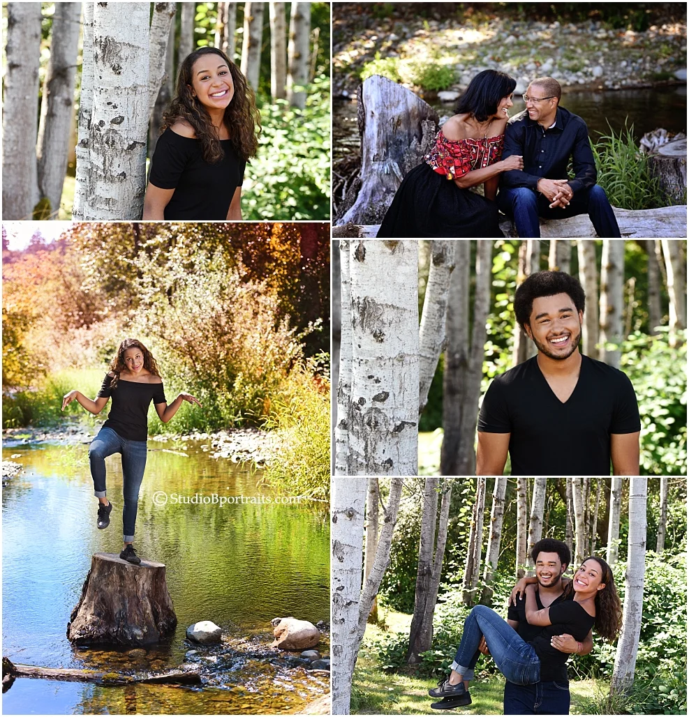 Family portraits collage of Wallace family outdoors in Fall