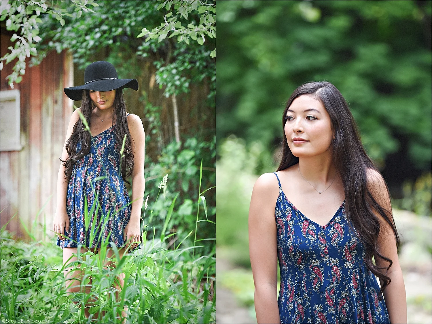 Pretty Asian girl in boho dress and black hat.jpg