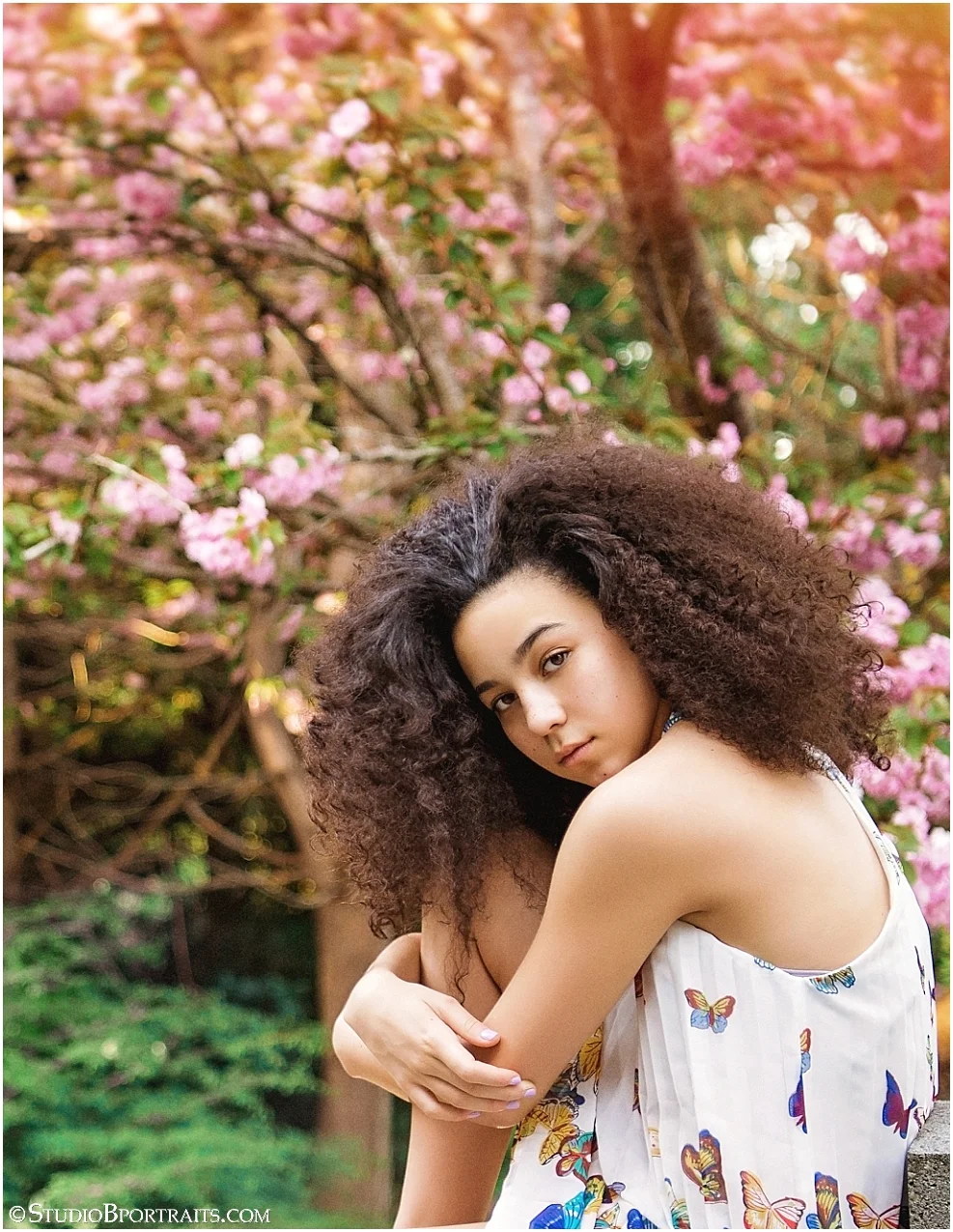 Studio B_14 year old girl in butterfly dress with cherry blossoms_Samammish.jpg