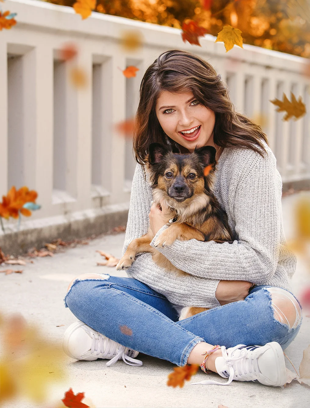 Studio B Portraits_senior pictures of girl in fall leaves with dog_Sand_web.jpg