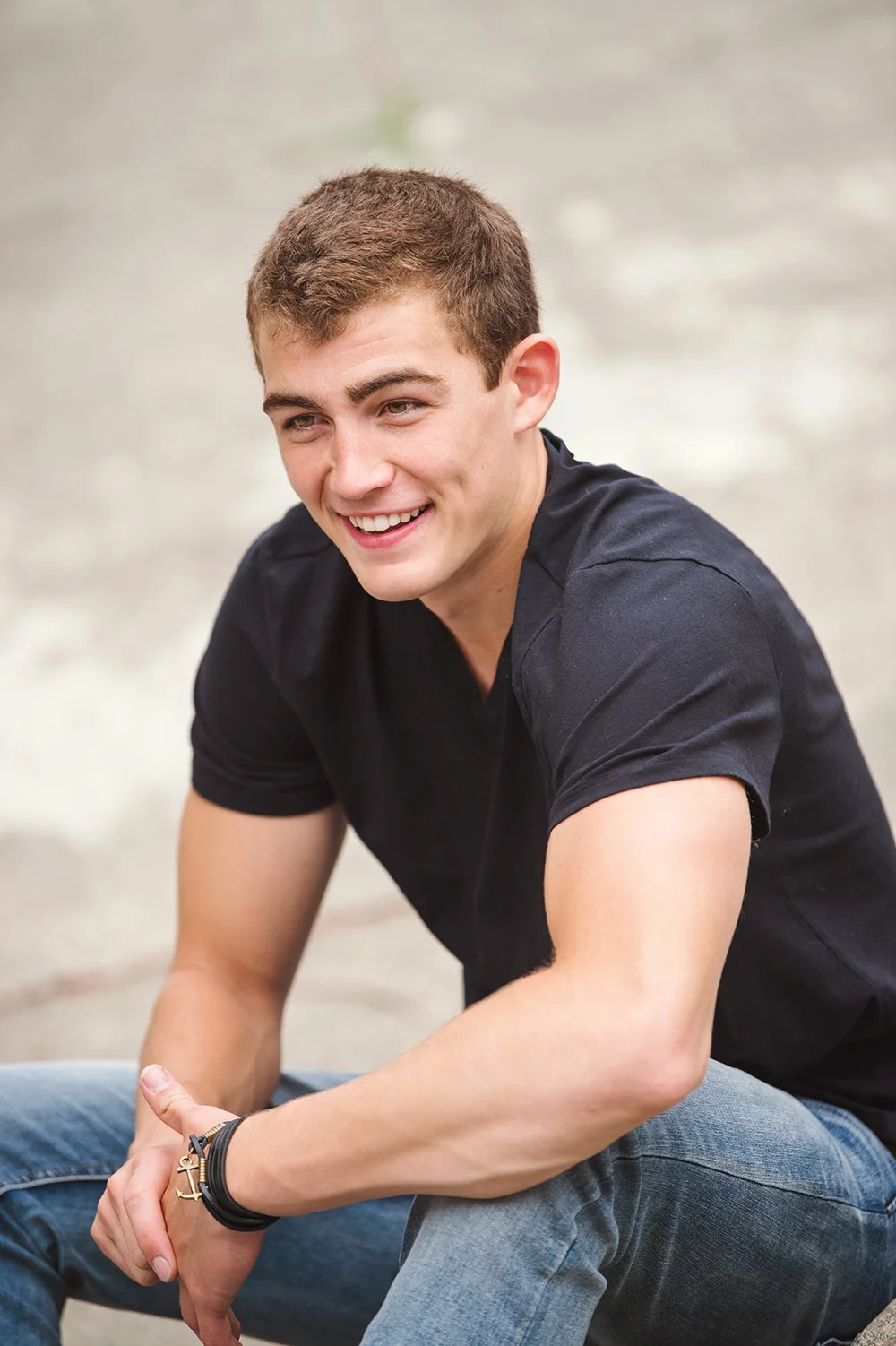 Great senior pictures of boy with dimples in black shirt_Studio B Portraits_Roorda.jpg