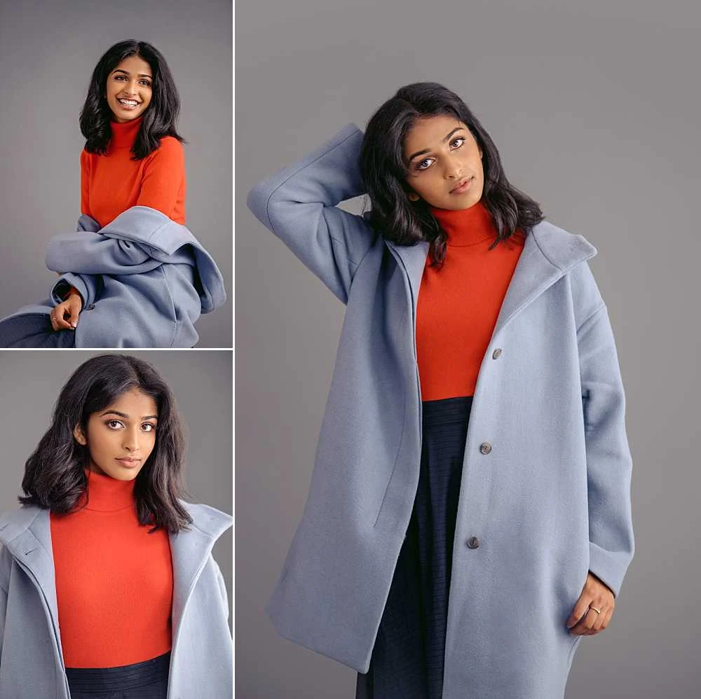 Go behind the scenes with Rishika on our Instagram for this chic color-block look