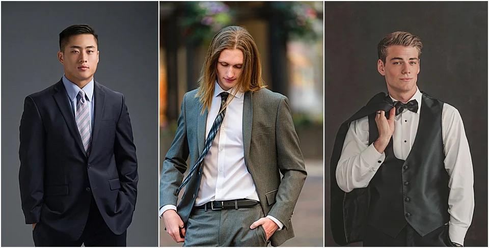 No. 1 | SUIT UP That suit you purchased for prom? Give it another opportunity to shine by taking one of your four outfits formal for your Senior Photos. Whether in studio for a GQ-inspired look or taking to the streets for a fresh spin, level up by rocking your suit with confidence. Pro Tip: Have your suit tailored to perfection before your shoot. Now THAT is what I call you on your best day!