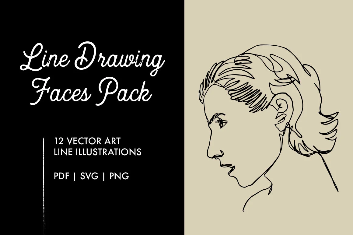 Line Drawing Faces Illustration Pack