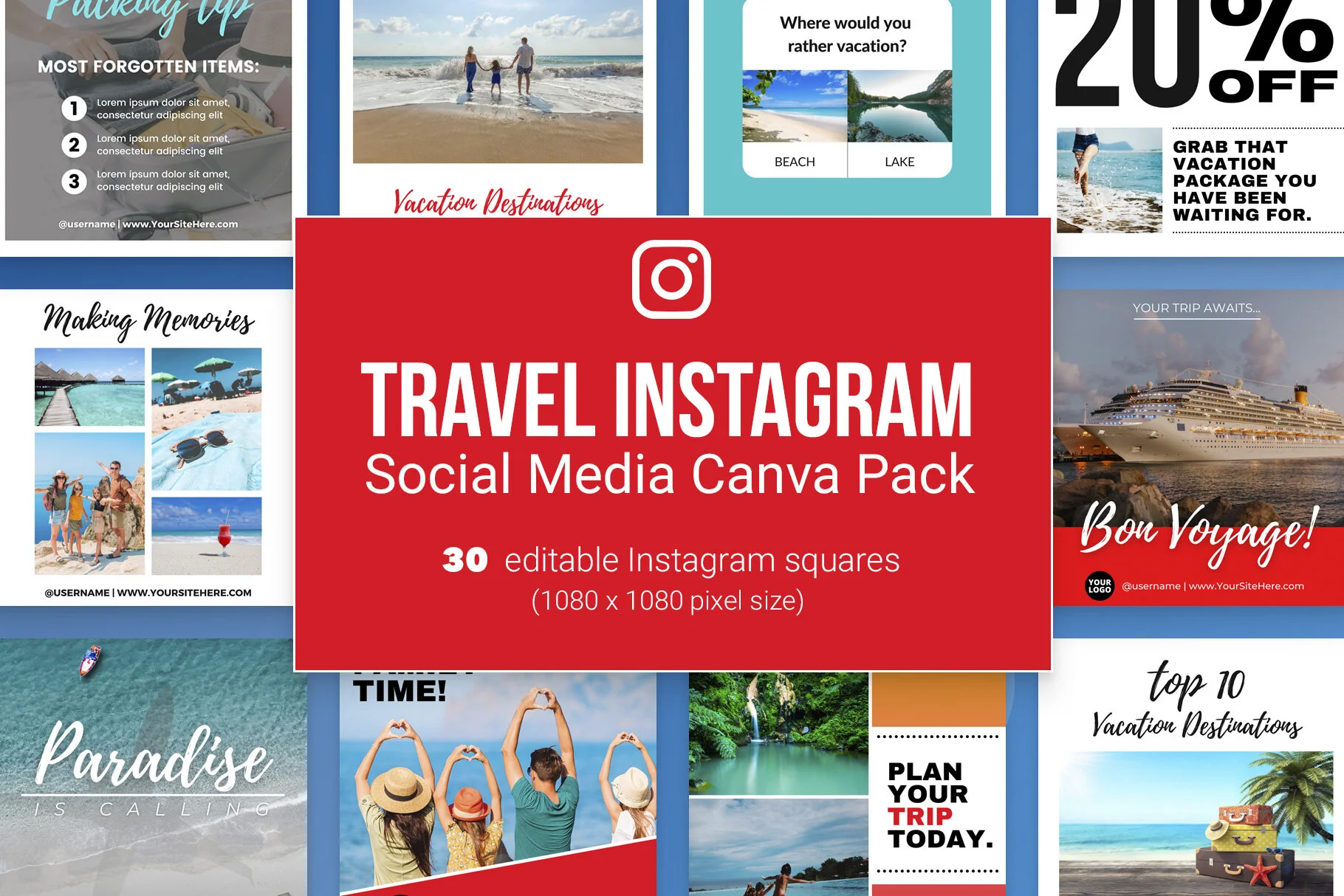 Travel Canva Social Media Kit Templates