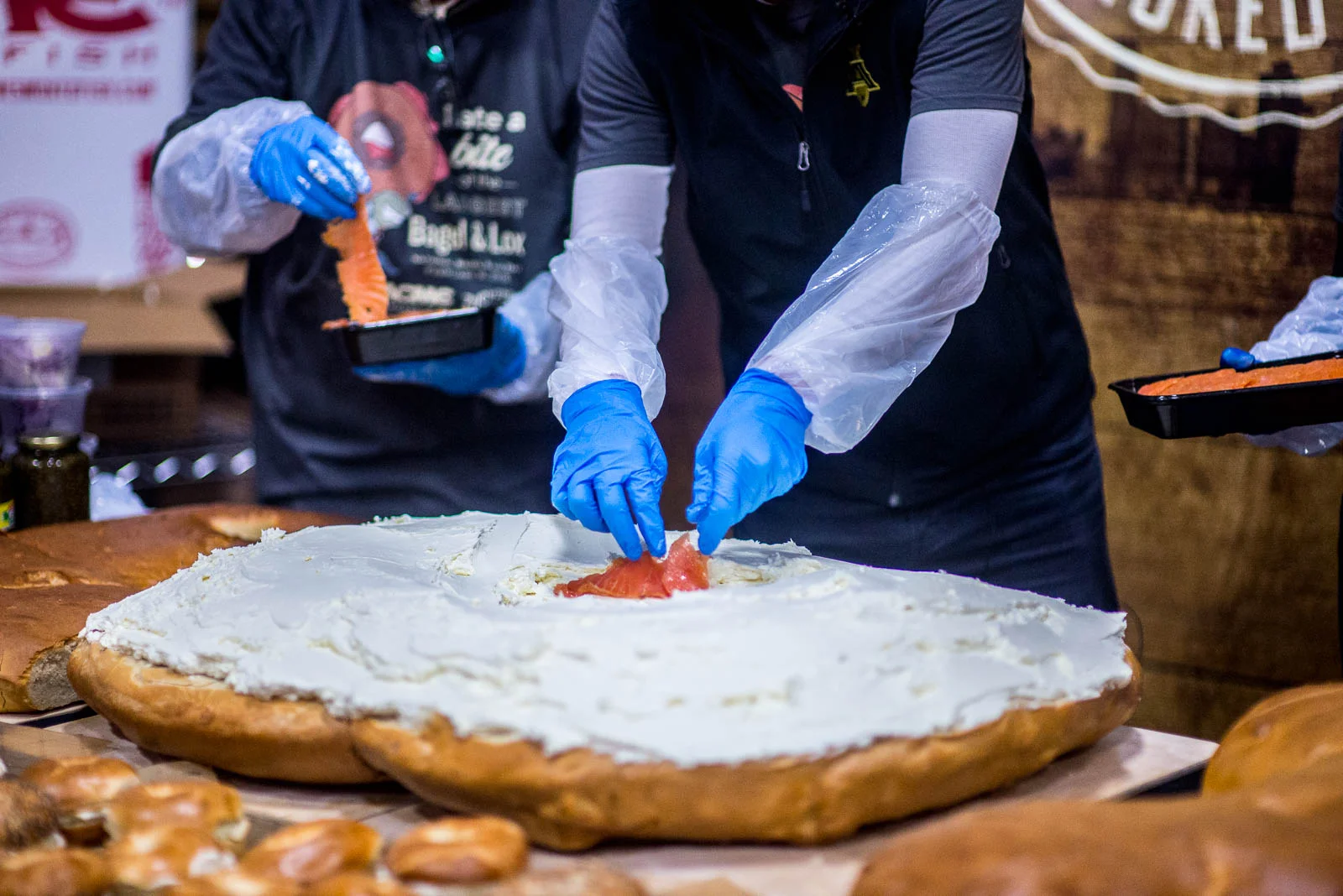 Guinness World Record attempt at the largest Bagel & Lox at Acme Smoked Fish (February 9, 2018)