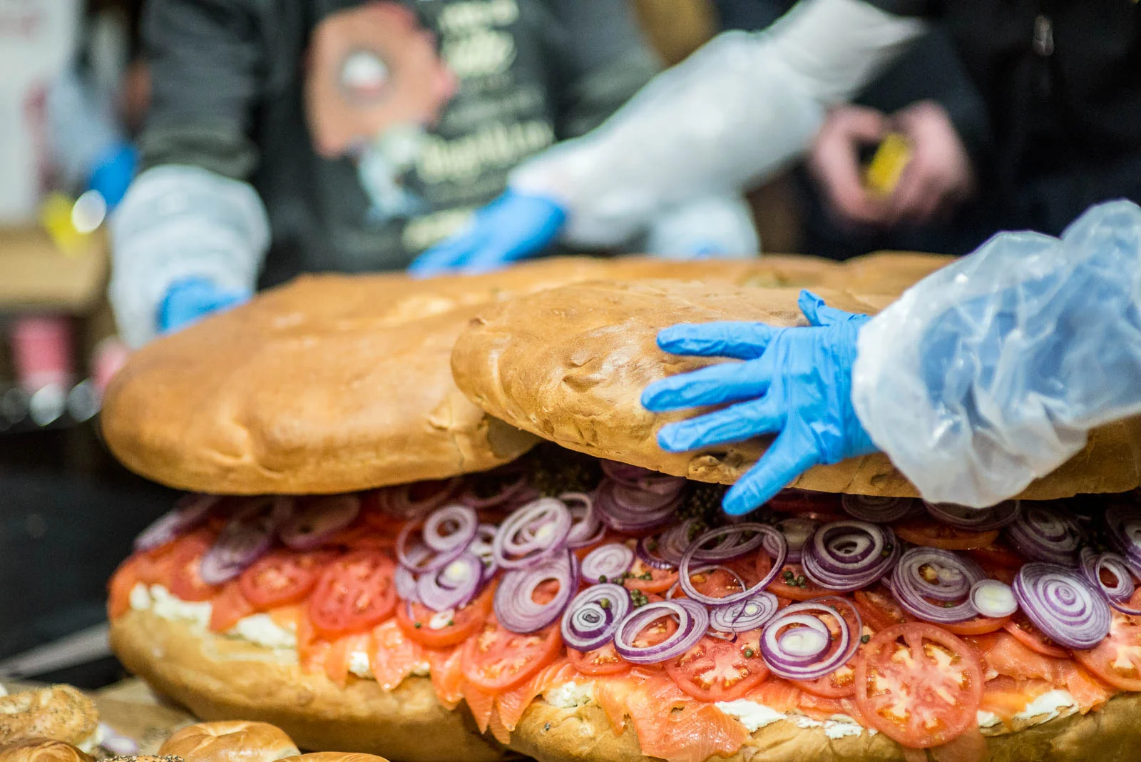 Guinness World Record attempt at the largest Bagel & Lox at Acme Smoked Fish (February 9, 2018)