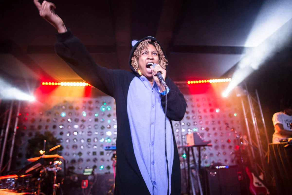 Miss Eaves performing in a kigurimi at Baby's All Right on November 7, 2017.