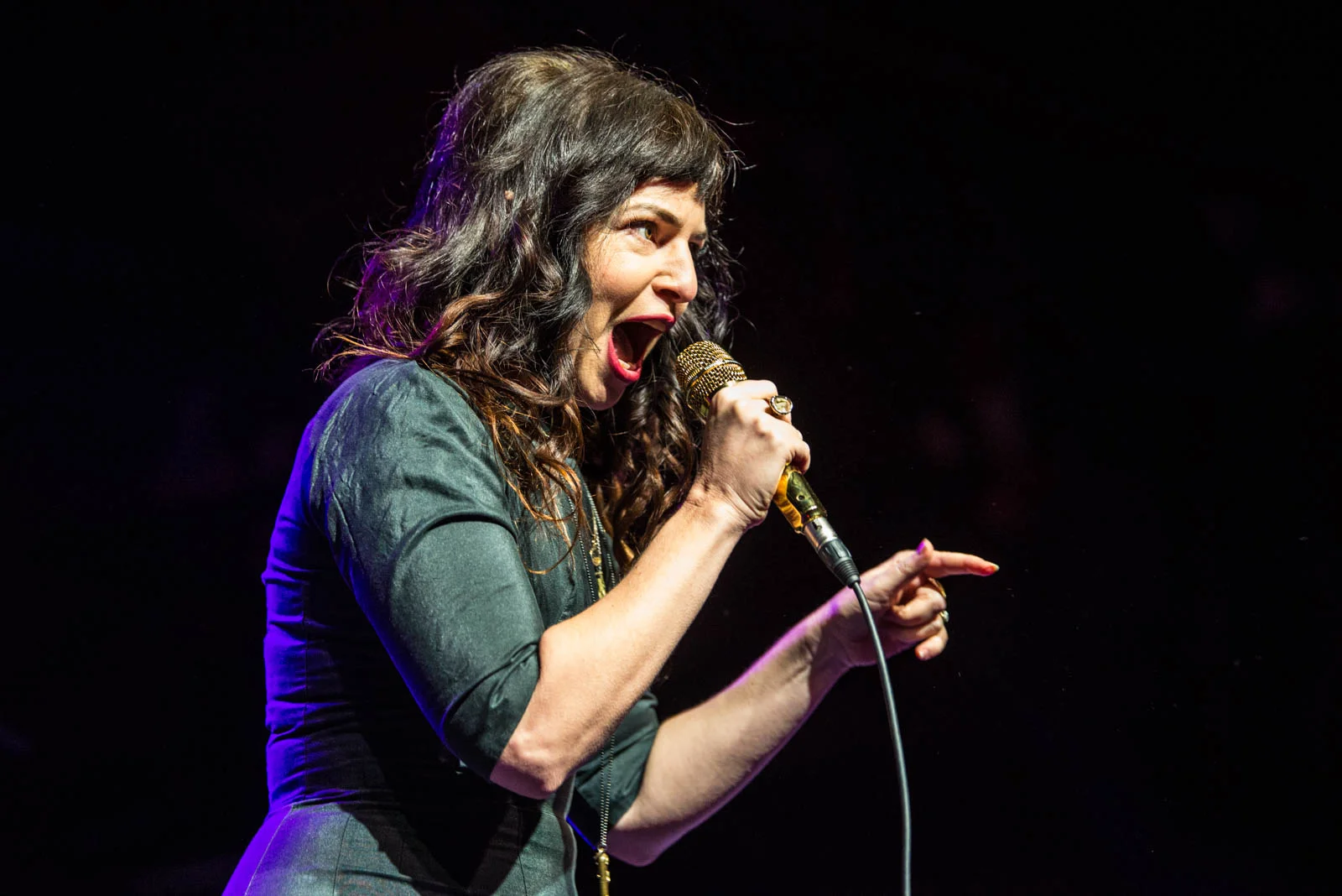 Jennifer Charles of Elysian Fields & Lovage performs Lovage's "To Catch A Thief" during Handsome Boy Modeling School's set on Thursday, April 8, 2018 at Brooklyn Bowl.