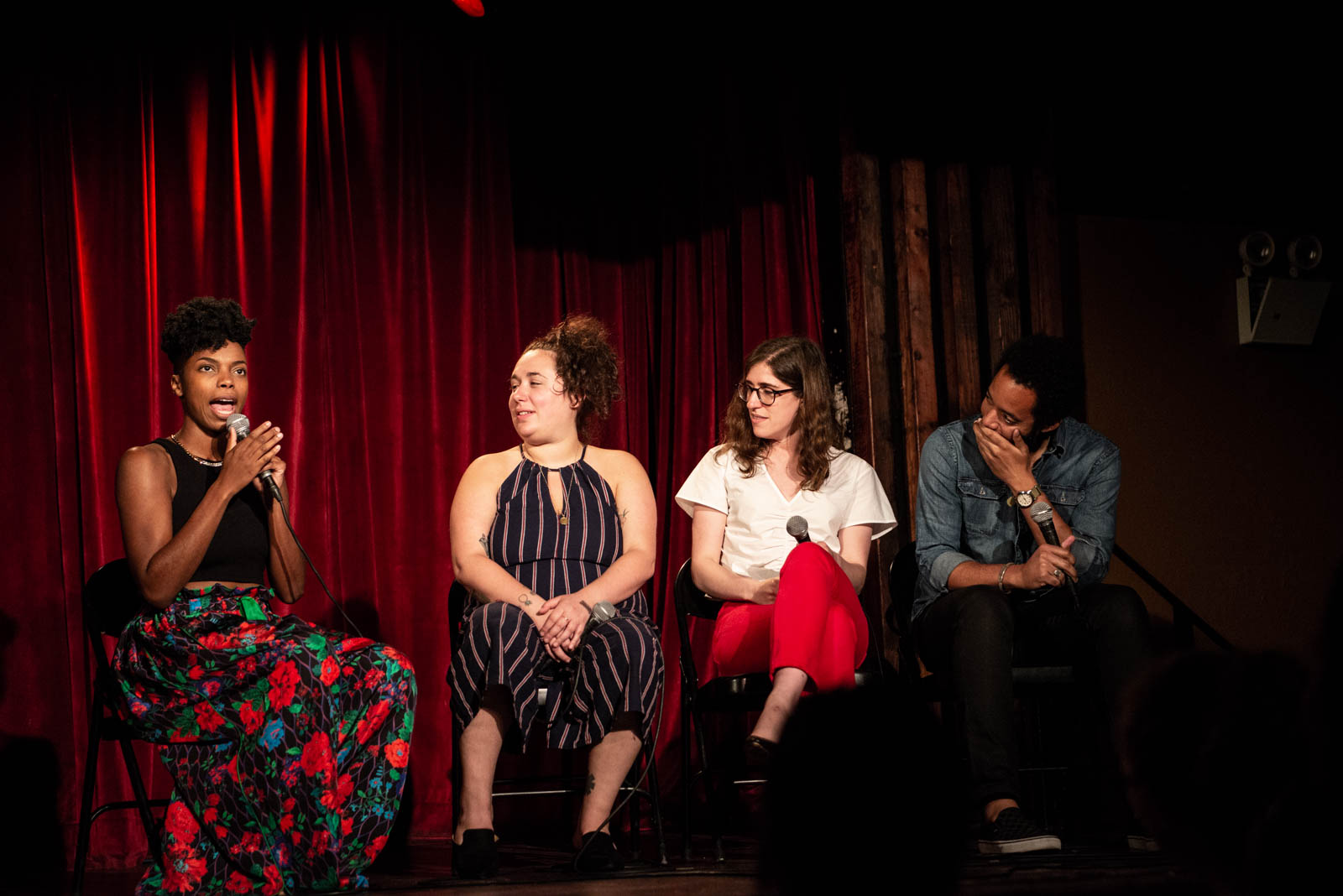 Sasheer Zamata, Liza Treyger, Emmy Blotnick, and Wyatt Cenac during "Two Truths and a Lie" at The Final Sasheer Zamata Party Time at The Bell House on Sunday, July 15, 2018.