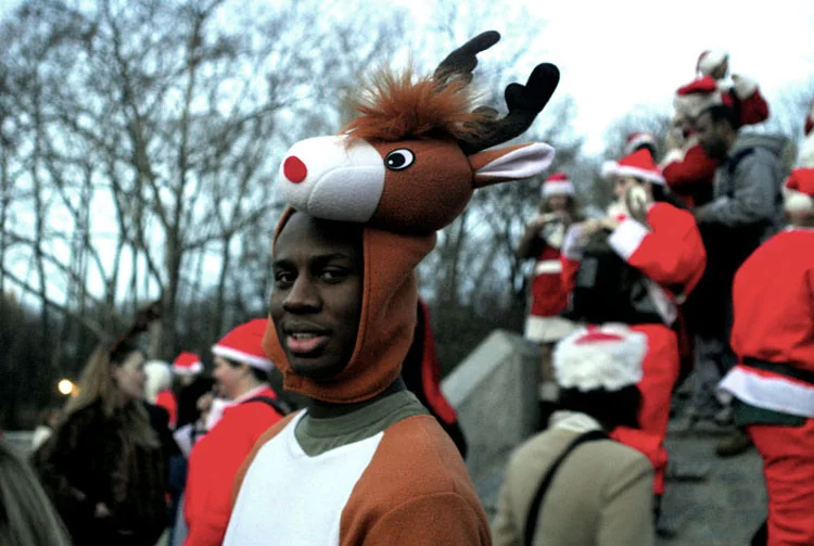 One of the few Rudolphs at Santacon in Central Park on Saturday, December 16, 2006.