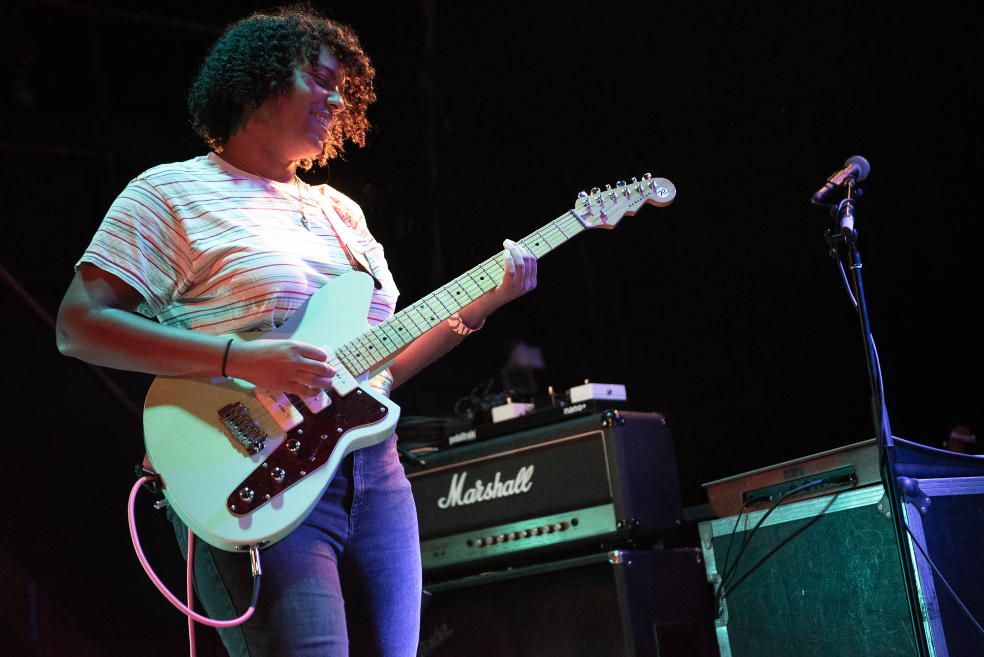Elise Okusami of Oceanator performing at Warsaw in Brooklyn, NY on Thursday, April 25, 2019.