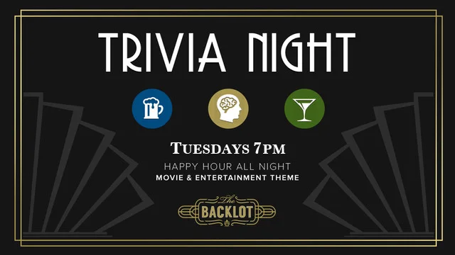Who's ready for some trivia? We are! Our movie themed Trivia Nights begin on Tuesday, September 26th!! Happy Hour pricing extended during the Trivia Night fun! 