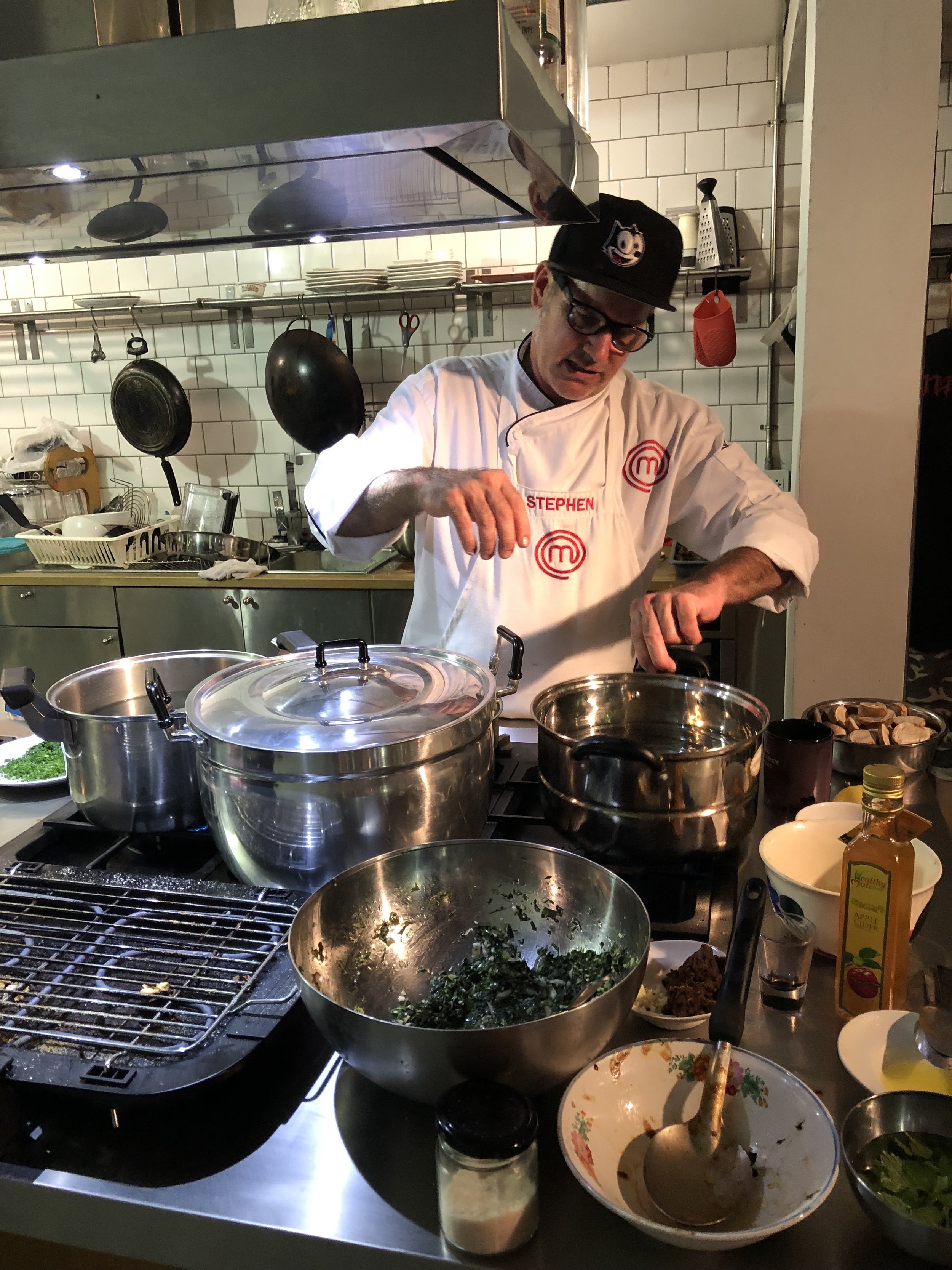 Chef Stephen Lee cooking in Thailand