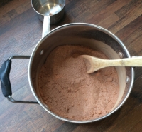 All you have to do is combine cocoa, sugar and salt in a saucepan.