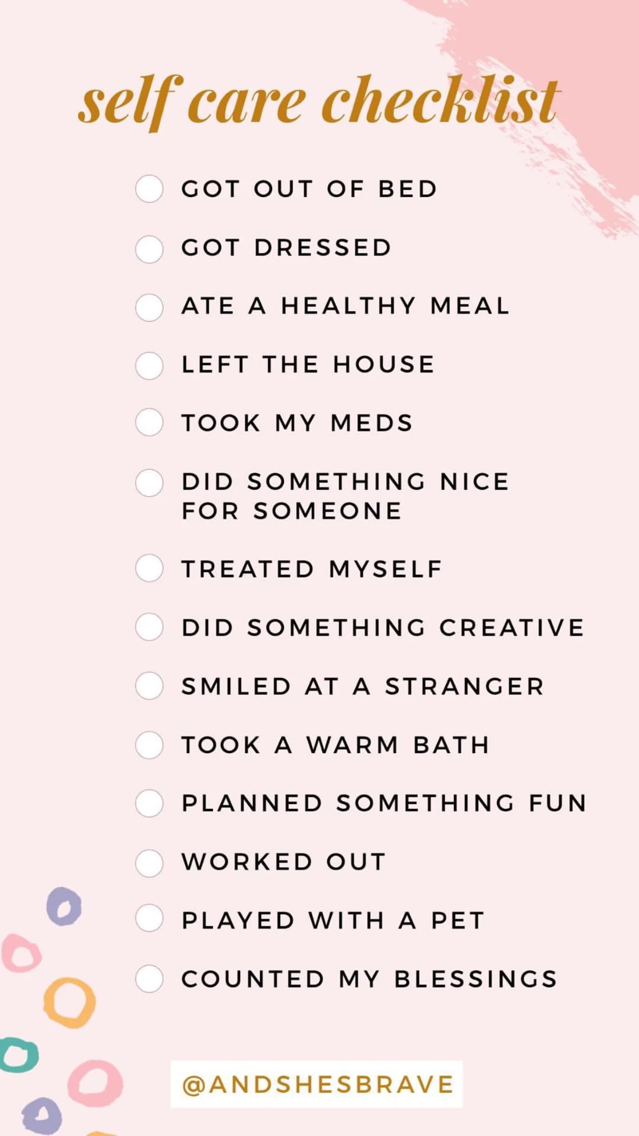 checklist courtesy of @andshesbrave