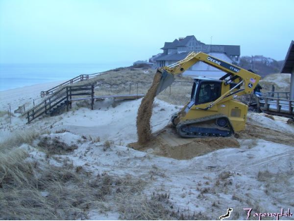  Special equipment, planned access from the back dune area and matched particle size and mix are considerations in restoration of a coastal resource. 