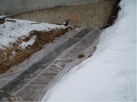  Plastic will prevent caustic water from entering ground water during footing pour 