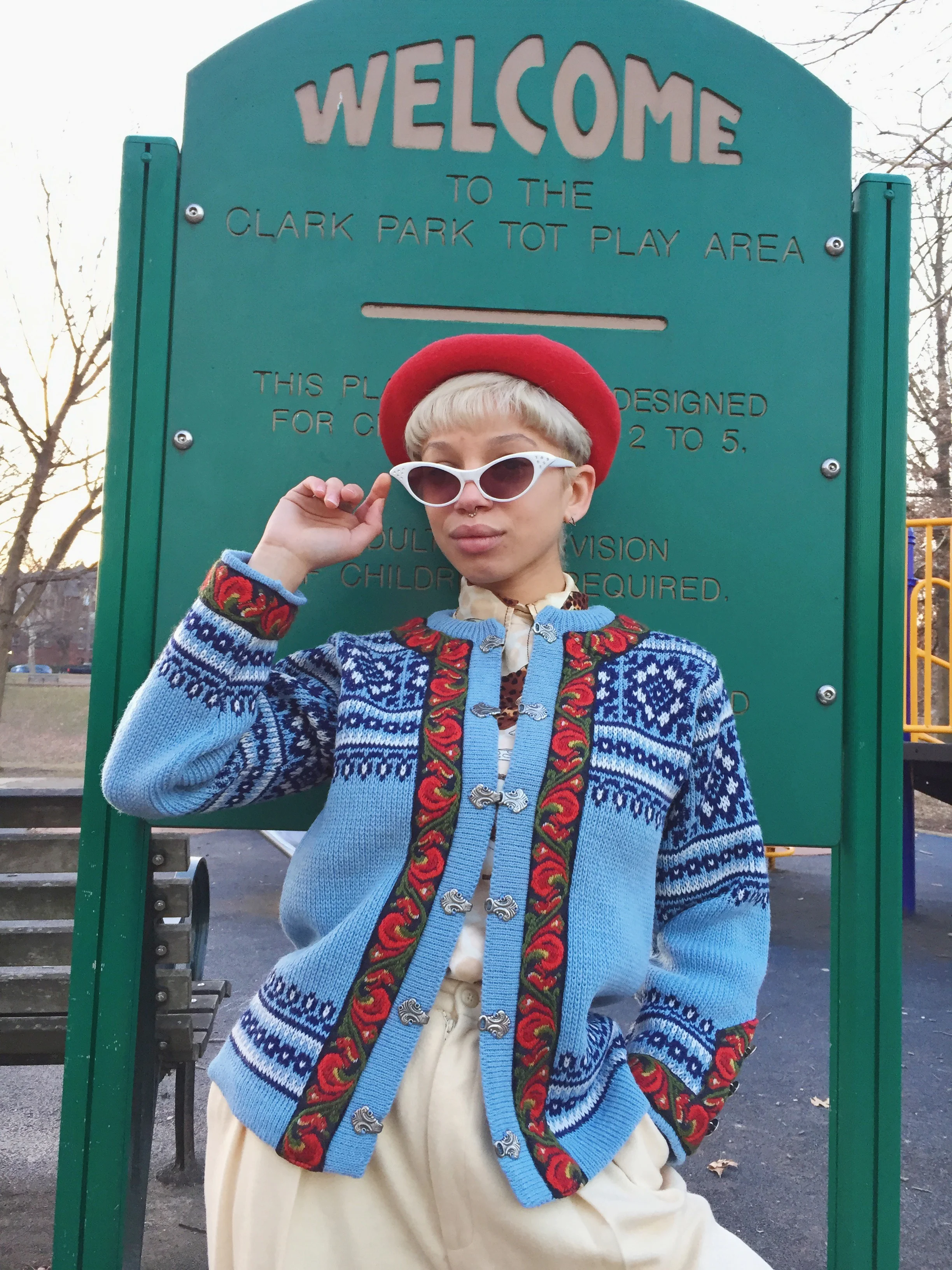 Vintage Norwegian Wool Baby Blue Cardigan by Herman Kahn