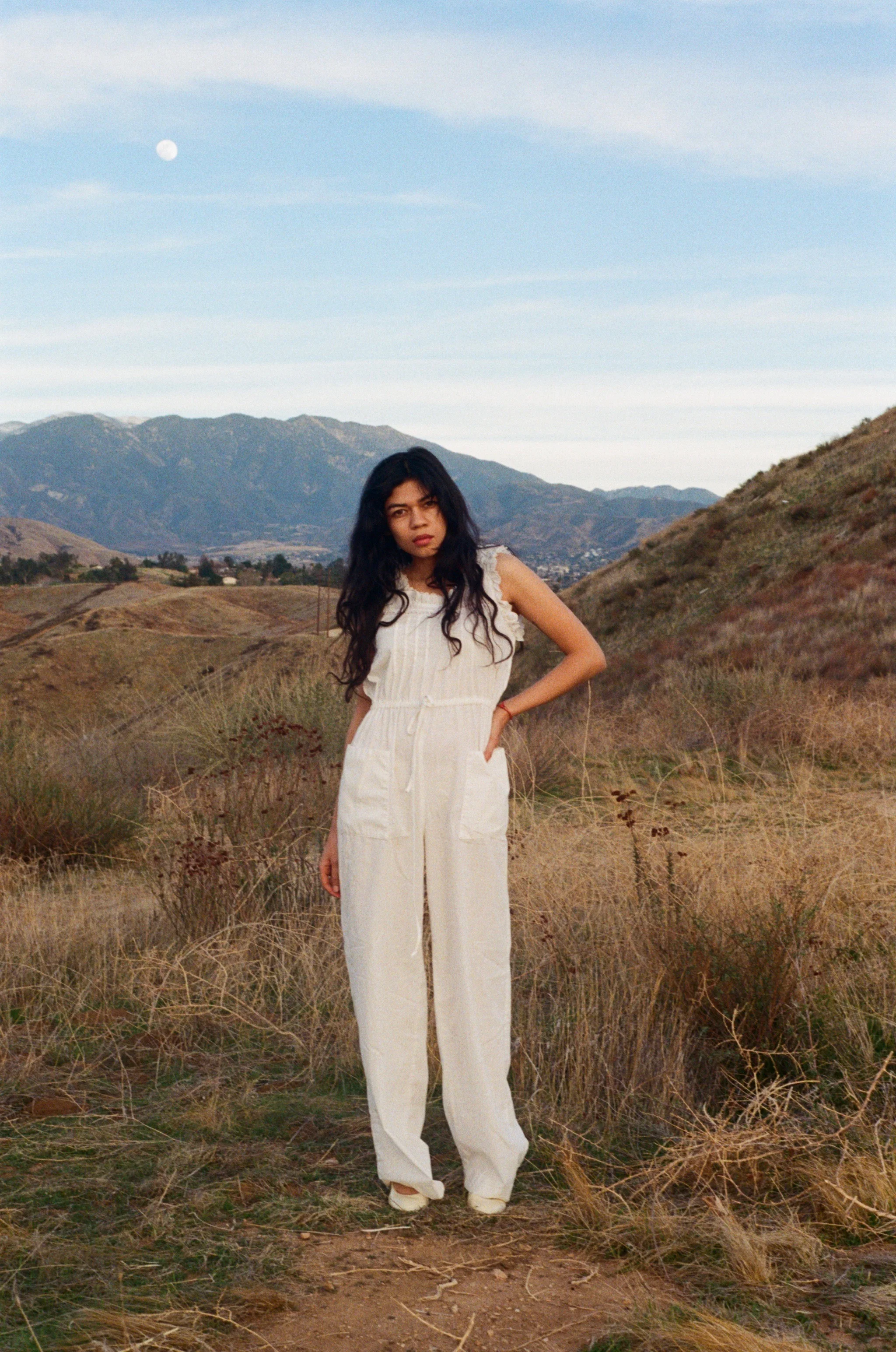 Young Edwardian Vintage 1970s Cotton Eyelet Wide Leg Jumpsuit