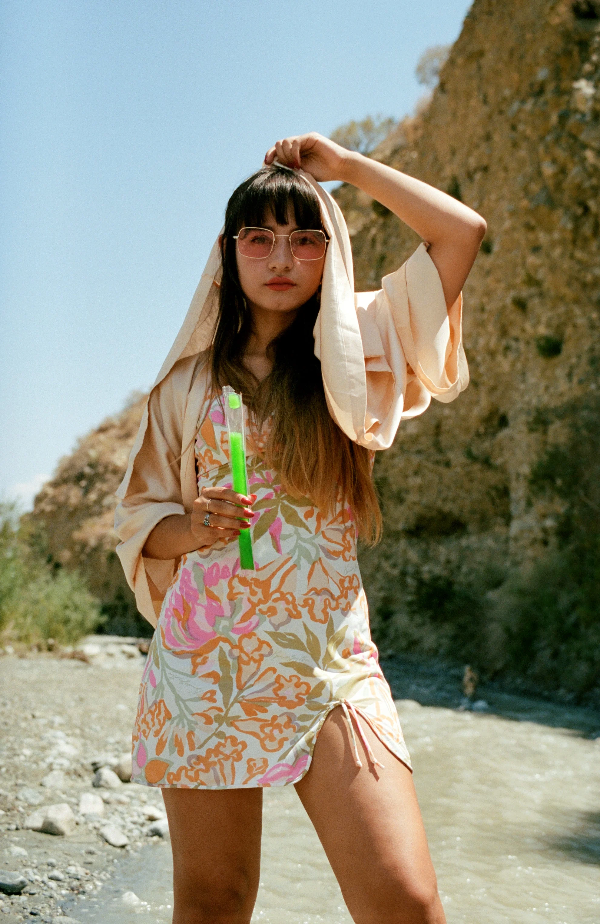 Vintage 1960s Nylon Floral Slip Dress