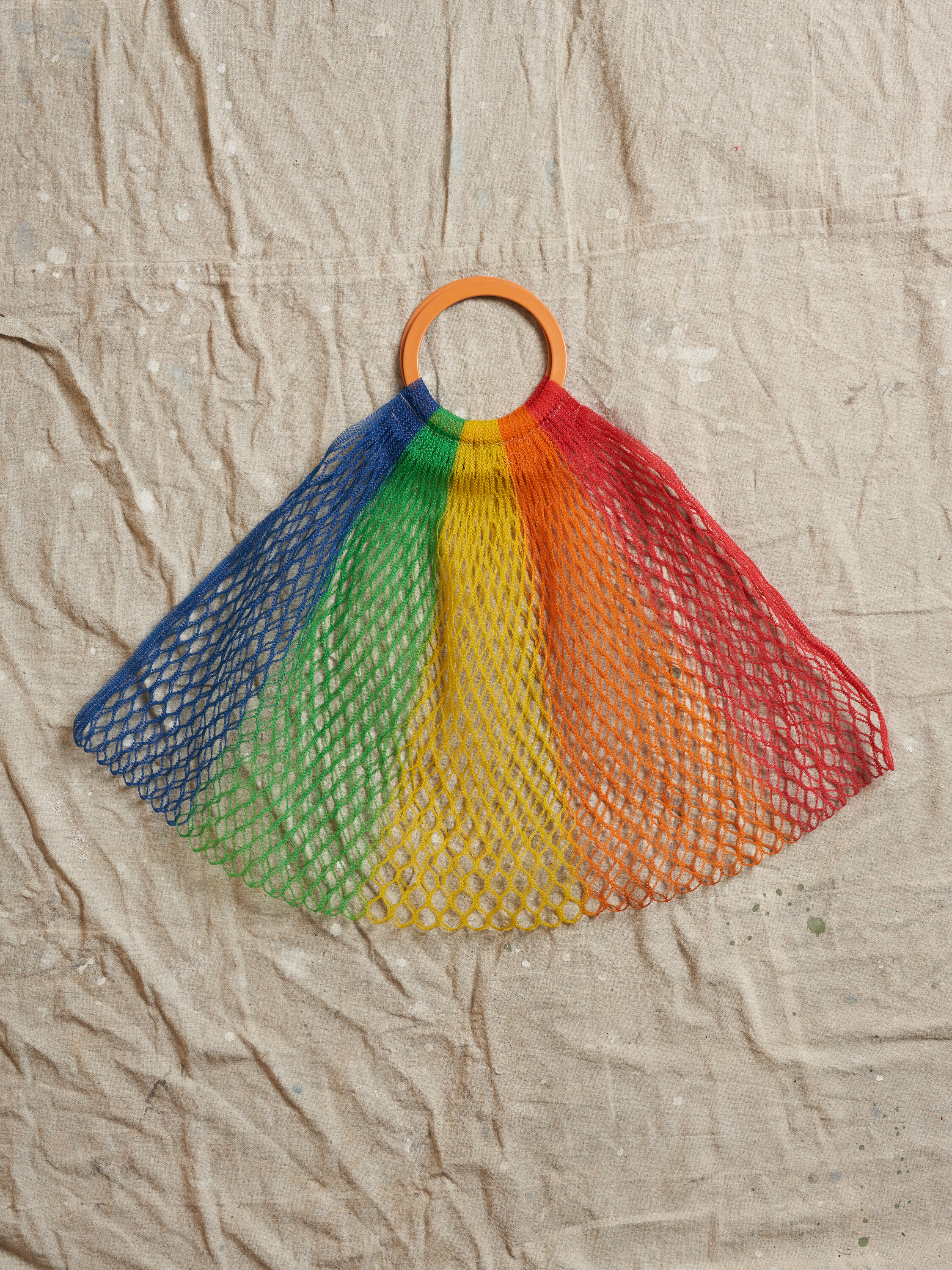 Vintage Rainbow Plastic Mesh Market Bag 