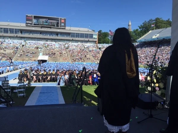 Entering the graduation ceremony, University of North Carolina. Photo ©2016 Sandra Cisneros