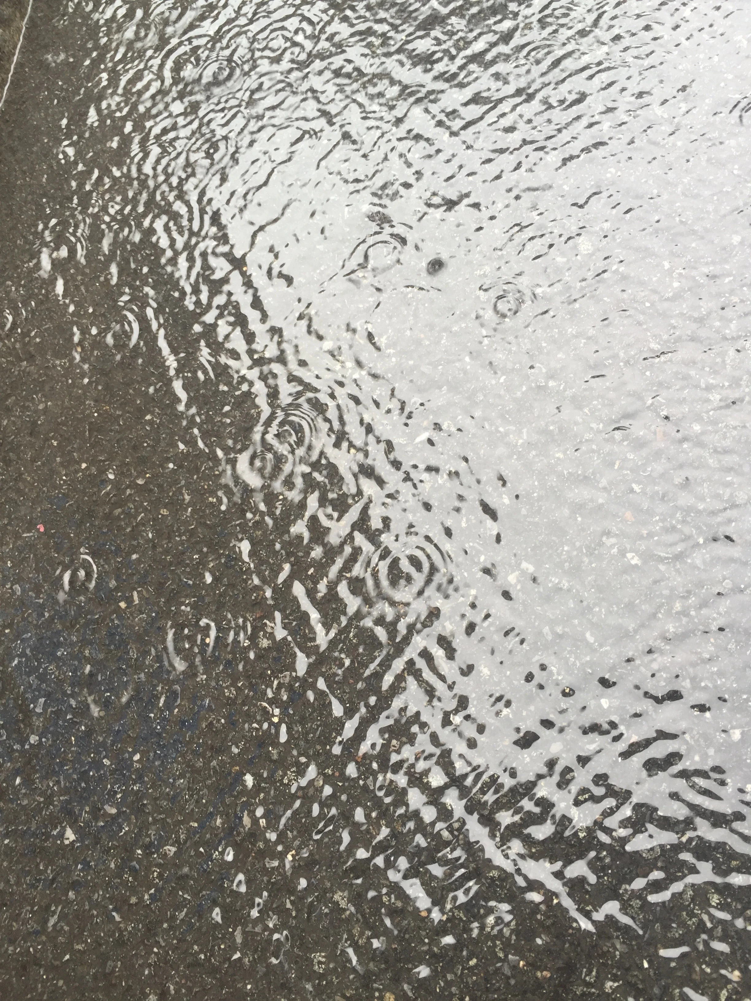 Rain and ripples on a sidewalk in NYC