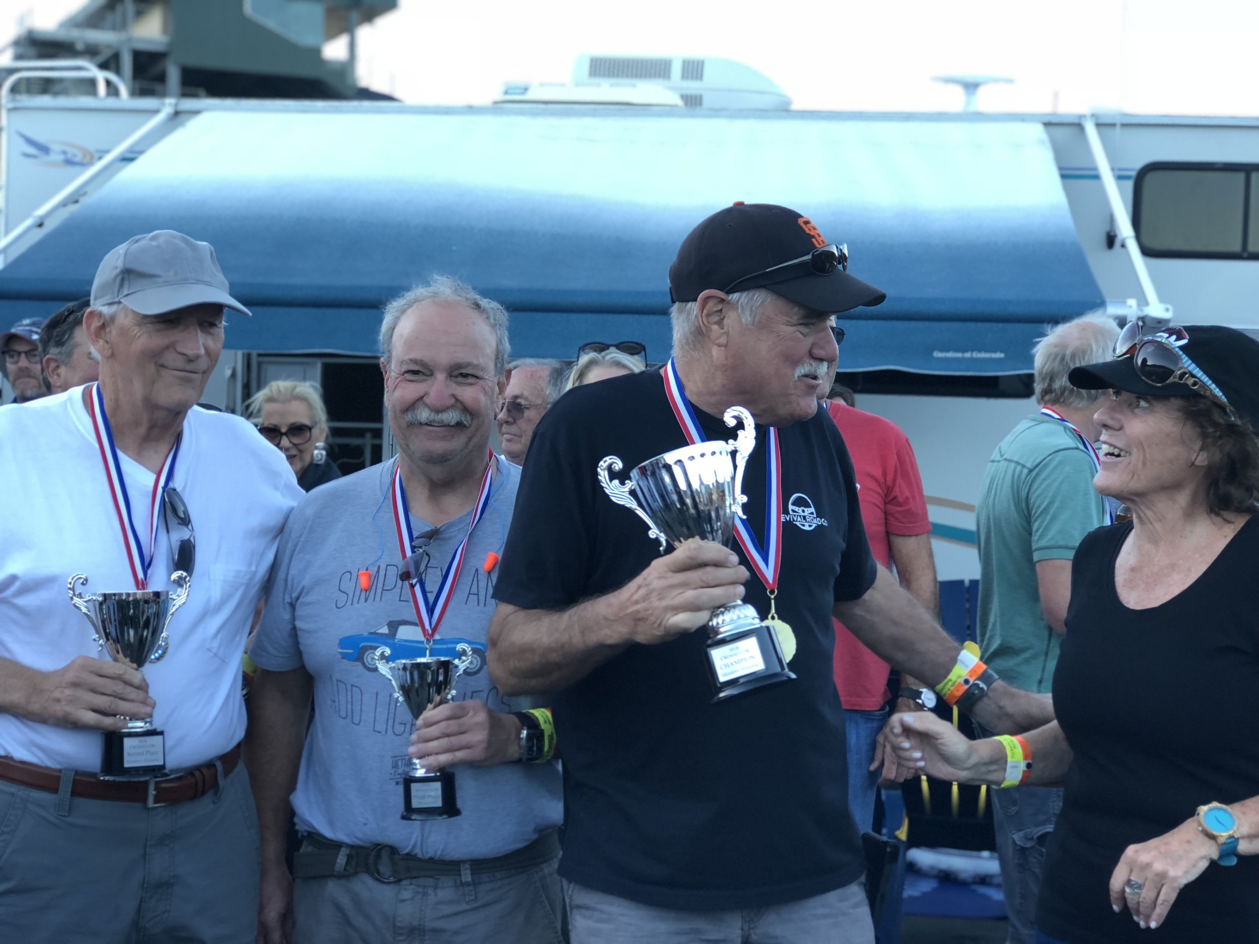 Masters podium presented by Lynn St. James. Champ Dave Zurlinden (far right) Tom Duncan (far left) and Dan Wise (Center)