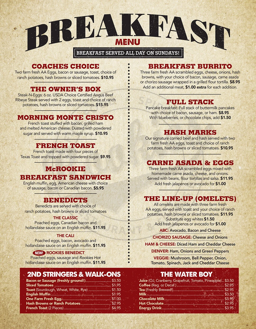 Print Menu — Rookies Sports Bar