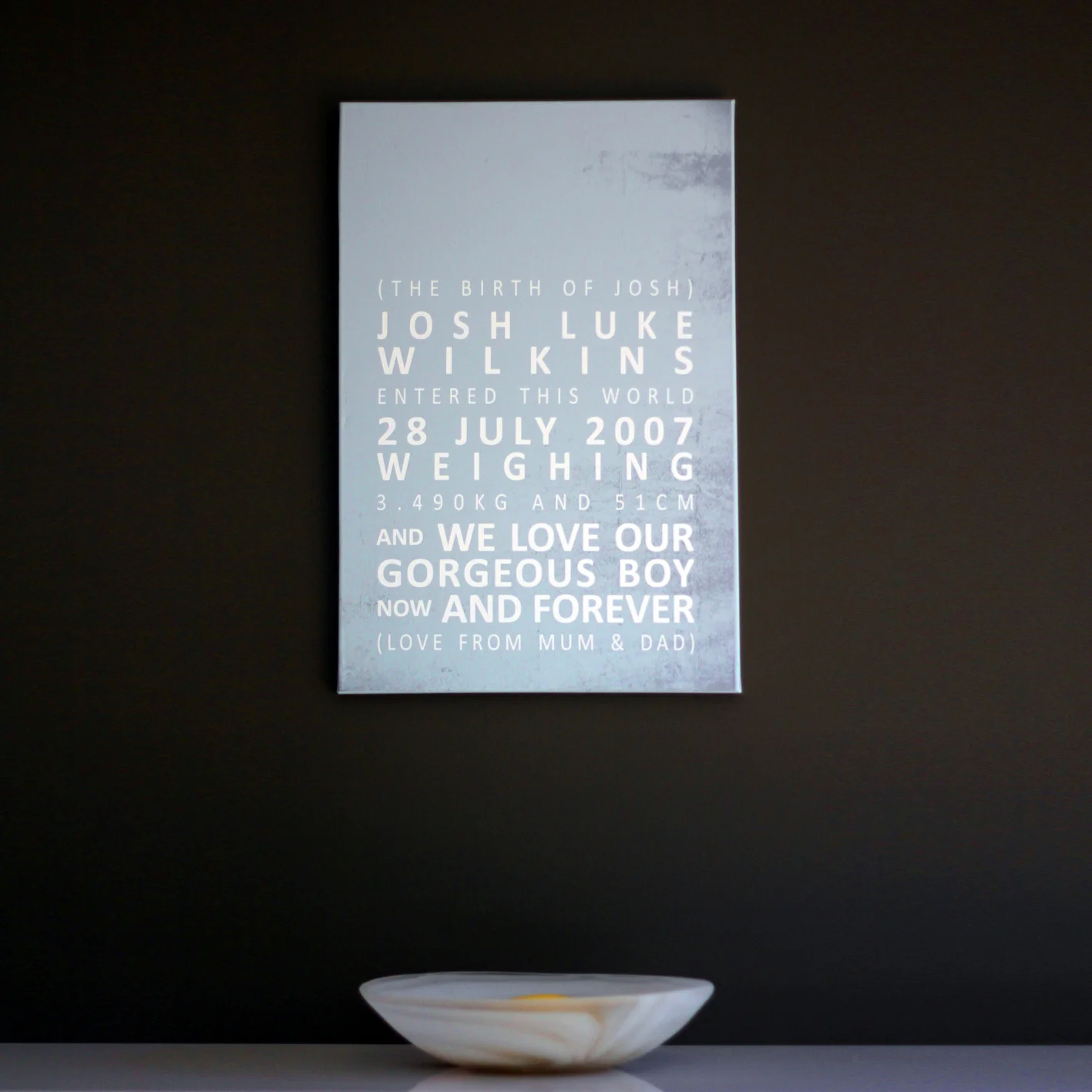 "Welcome to the World" Personalised Birthdate Keepsake Canvas