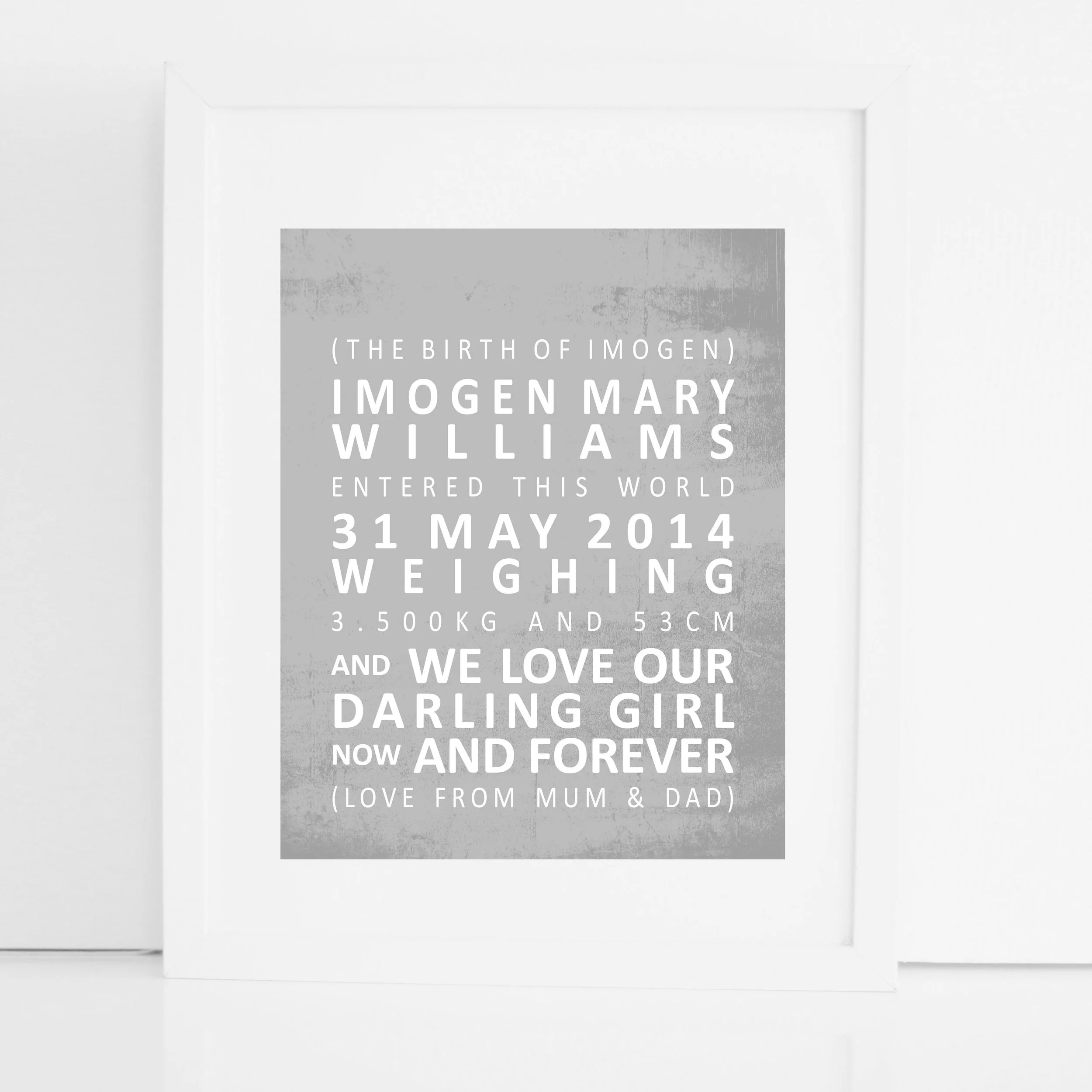 "Welcome to the World" Personalised Birthdate Keepsake Print