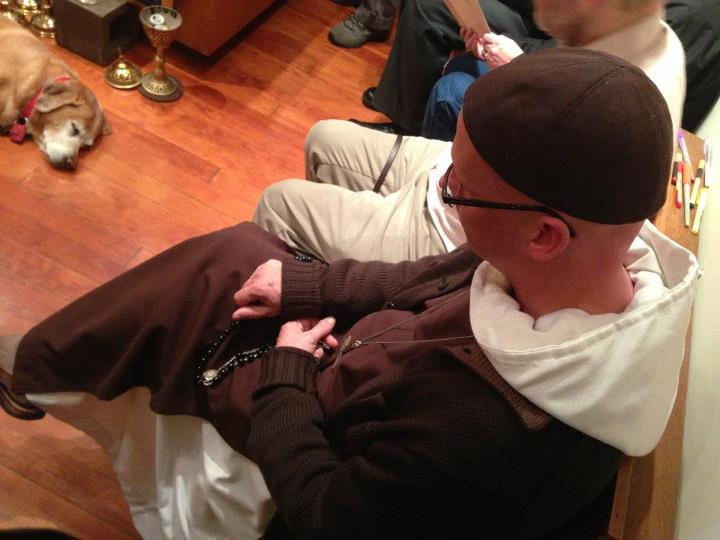 Br. Karekin at prayer at San Damiano Friary, the home of the Franciscan friars in San Francisco.