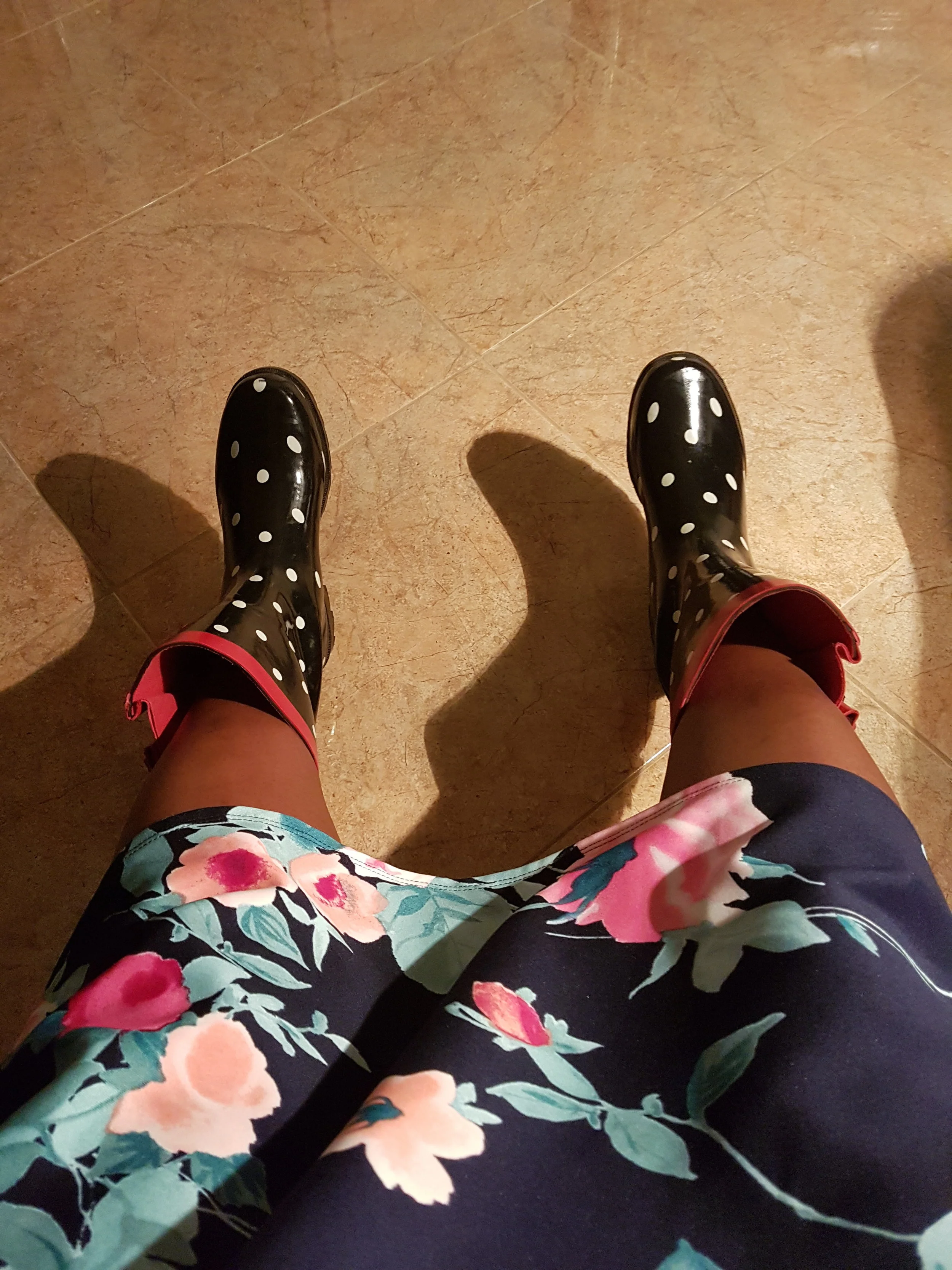My funeral attire. I had to borrow these boots, since the cute little sandals that I packed weren't gonna cut it!