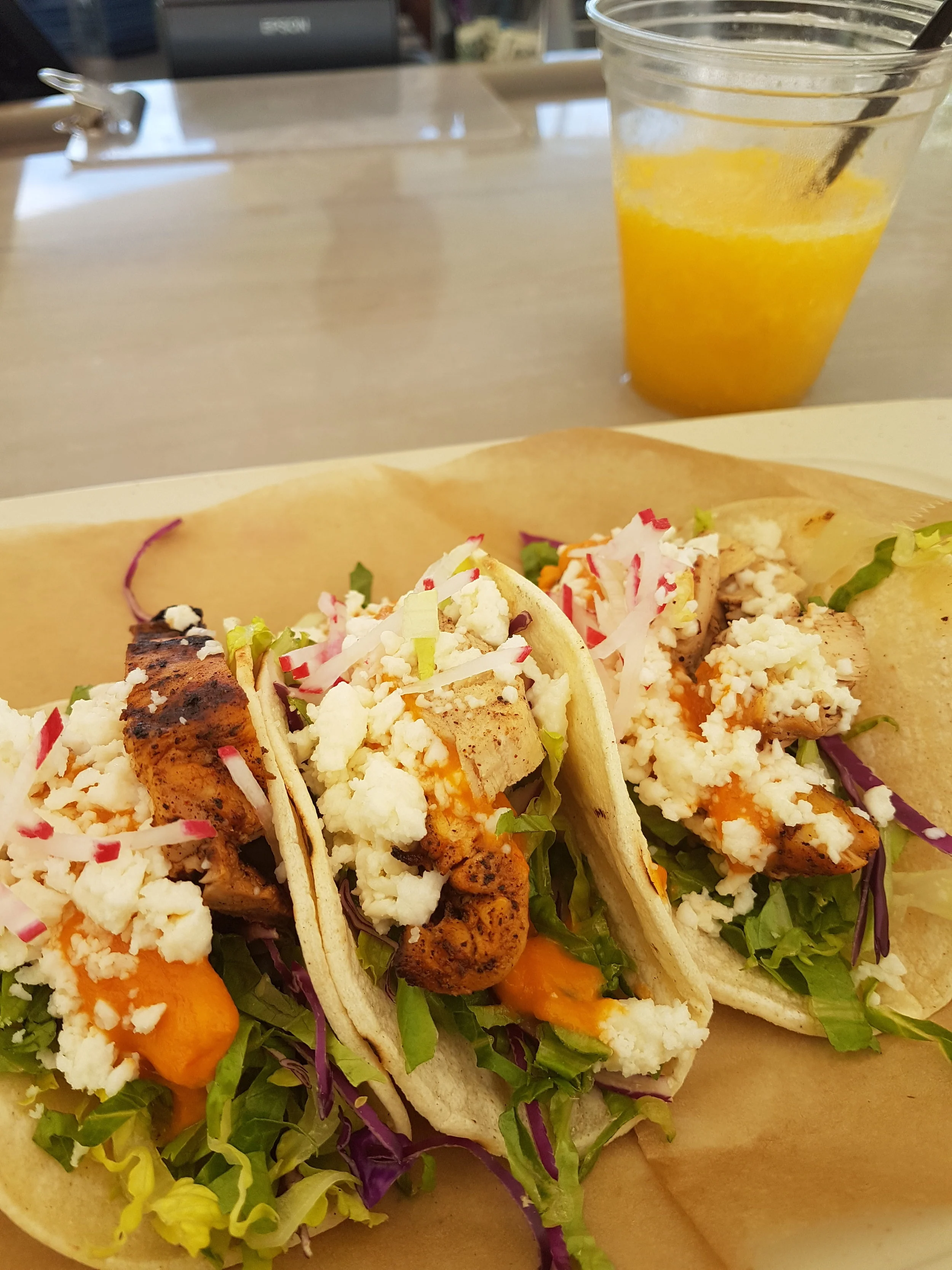 This meal cost me $45 Canadian dollars. It's tacos and a mango daiquiri. $45!!!!!