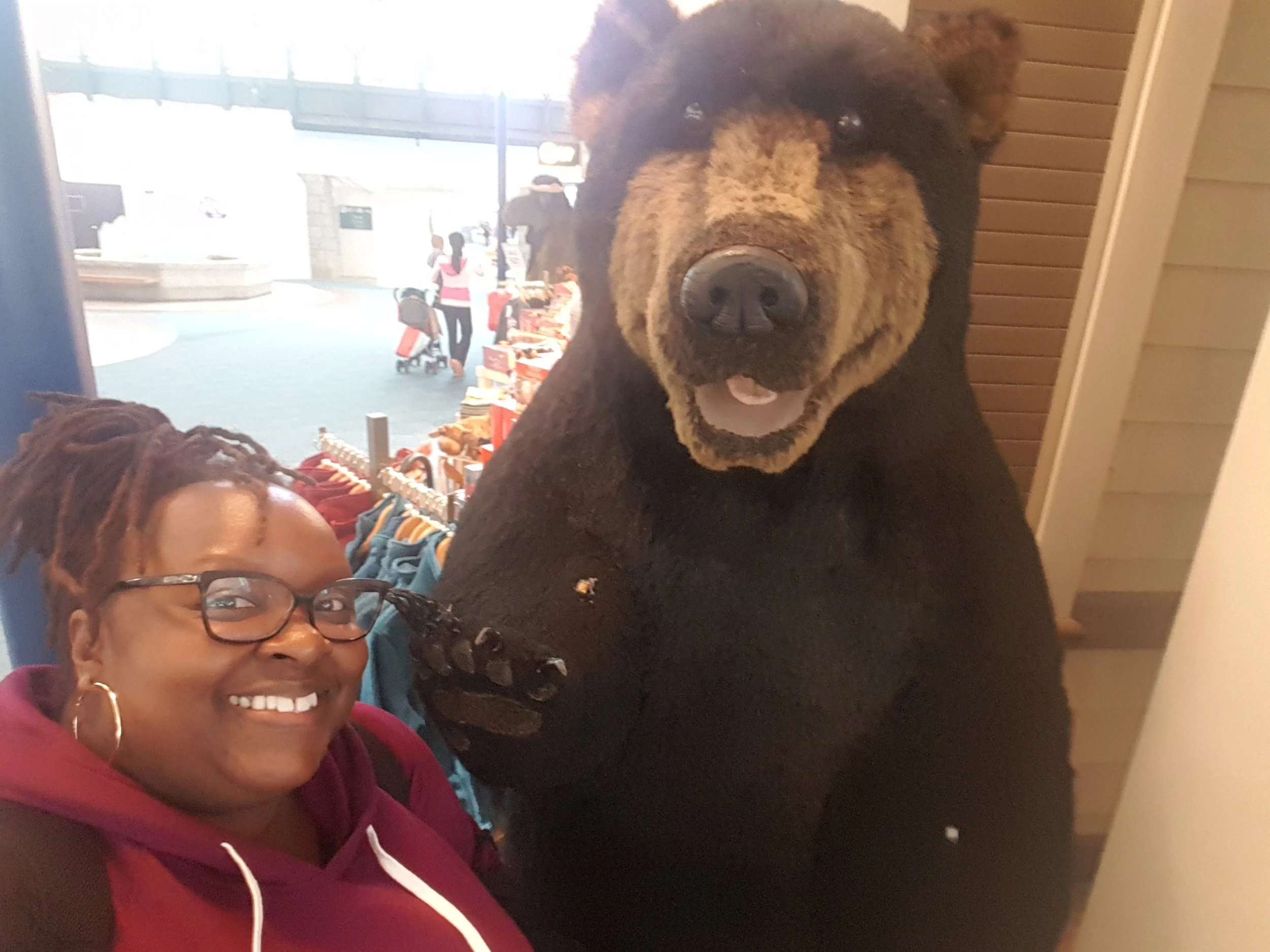 Making new friends in the airport.