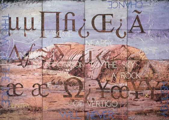 Imants Tillers, Nature Speaks: BX (2005), acrylic and gouache on 16 canvas boards, 110 x 142cm