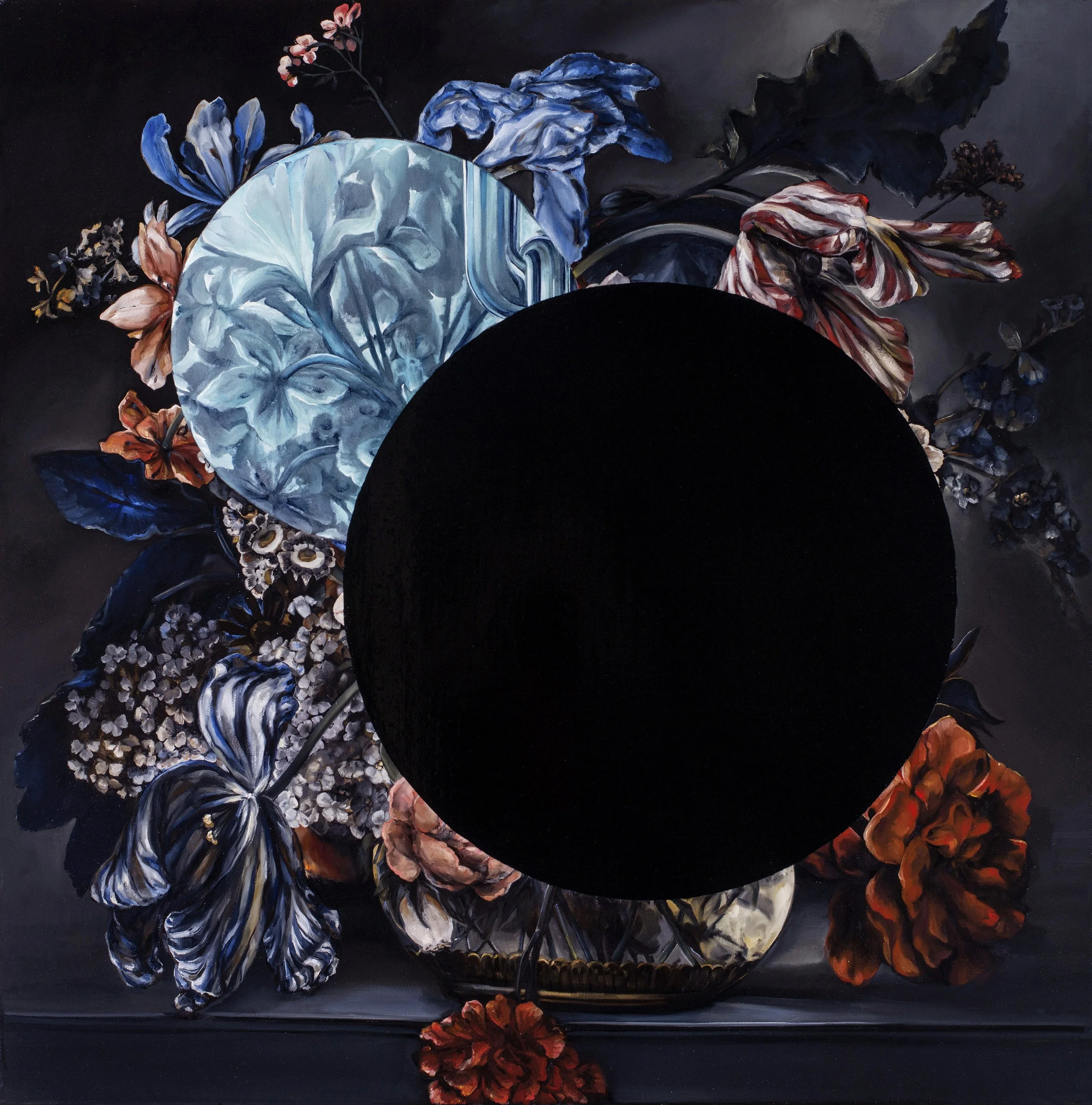 Karla Marchesi, Eclipse, 2017, Oil and enamel on canvas, 110.5 x 110 cm