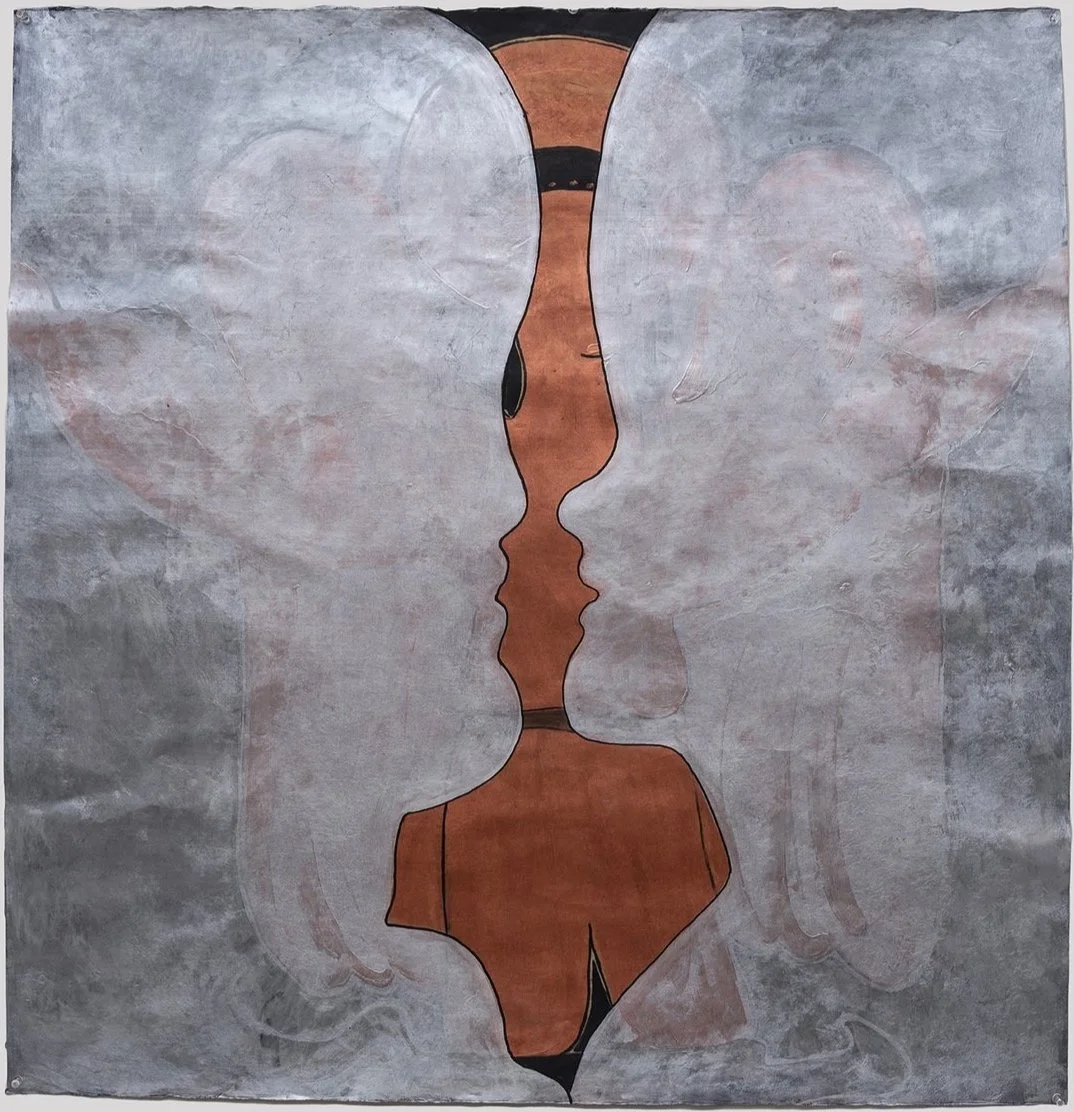 Judith Wright, Intimate Dialogues #22, 2022, Acrylic on Japanese paper, 100 x 100 cm