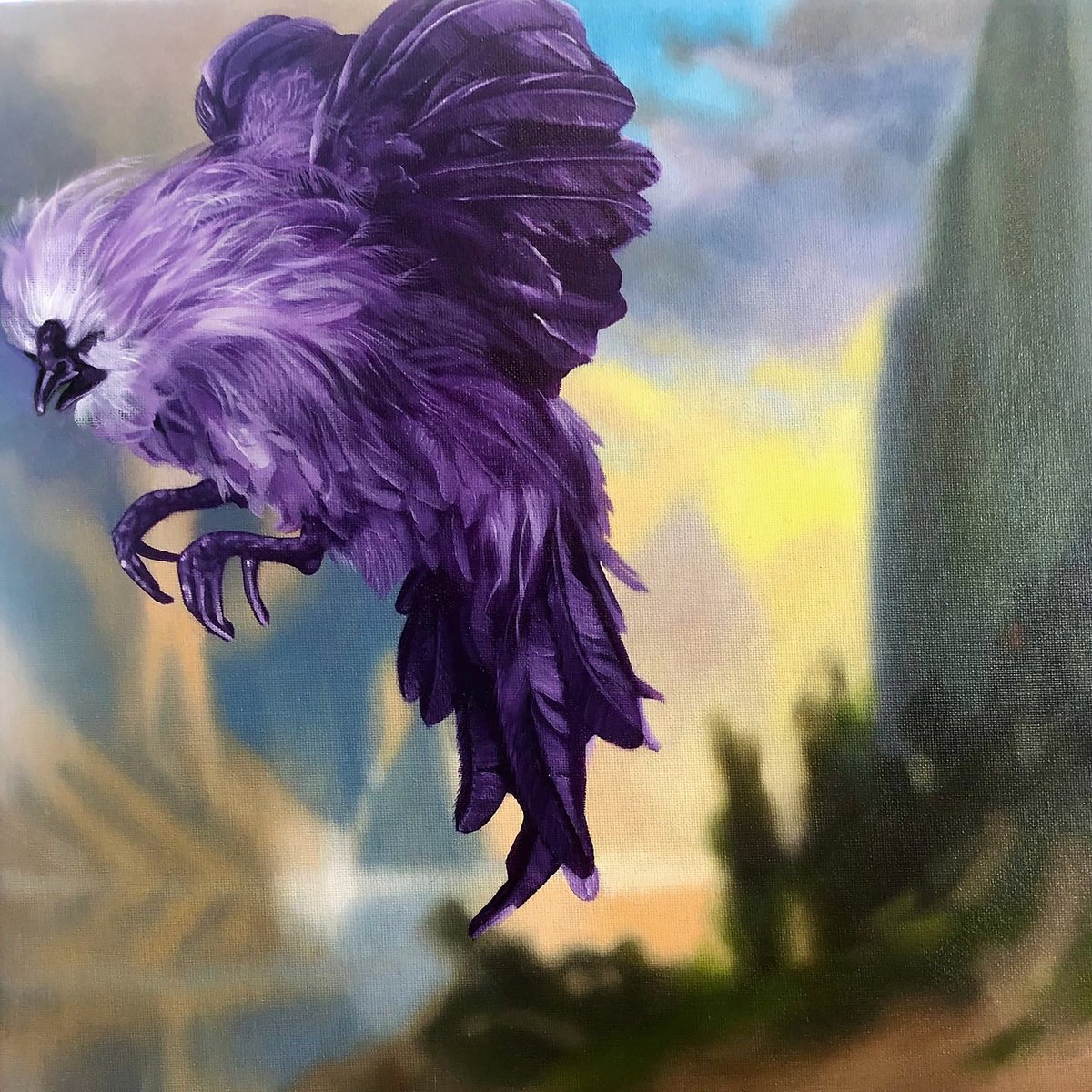 Saffron Newey, Bantam of Yosemite, 2020, Oil on canvas, 31 x 31 cm