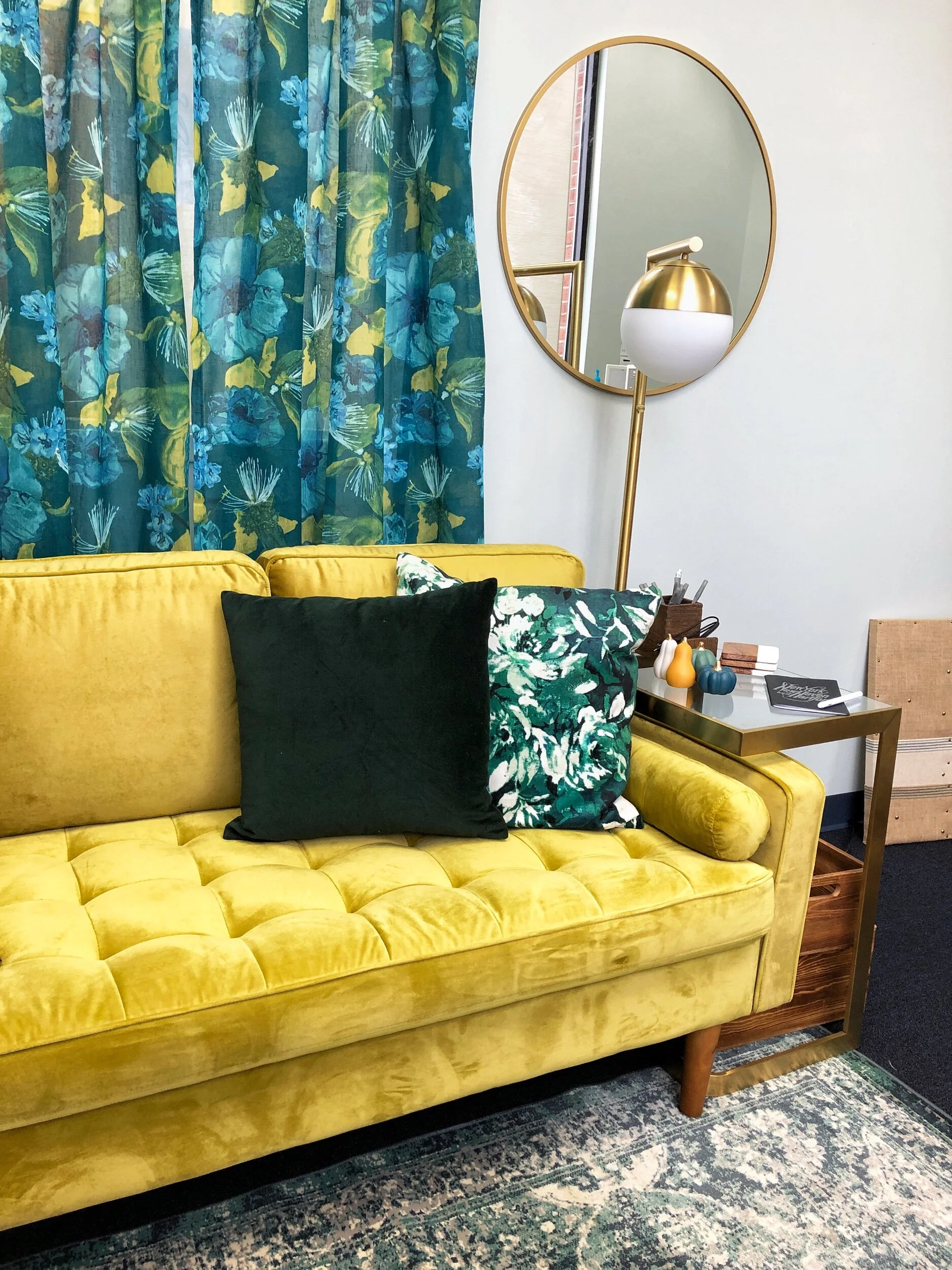 Yellow Velvet Settee