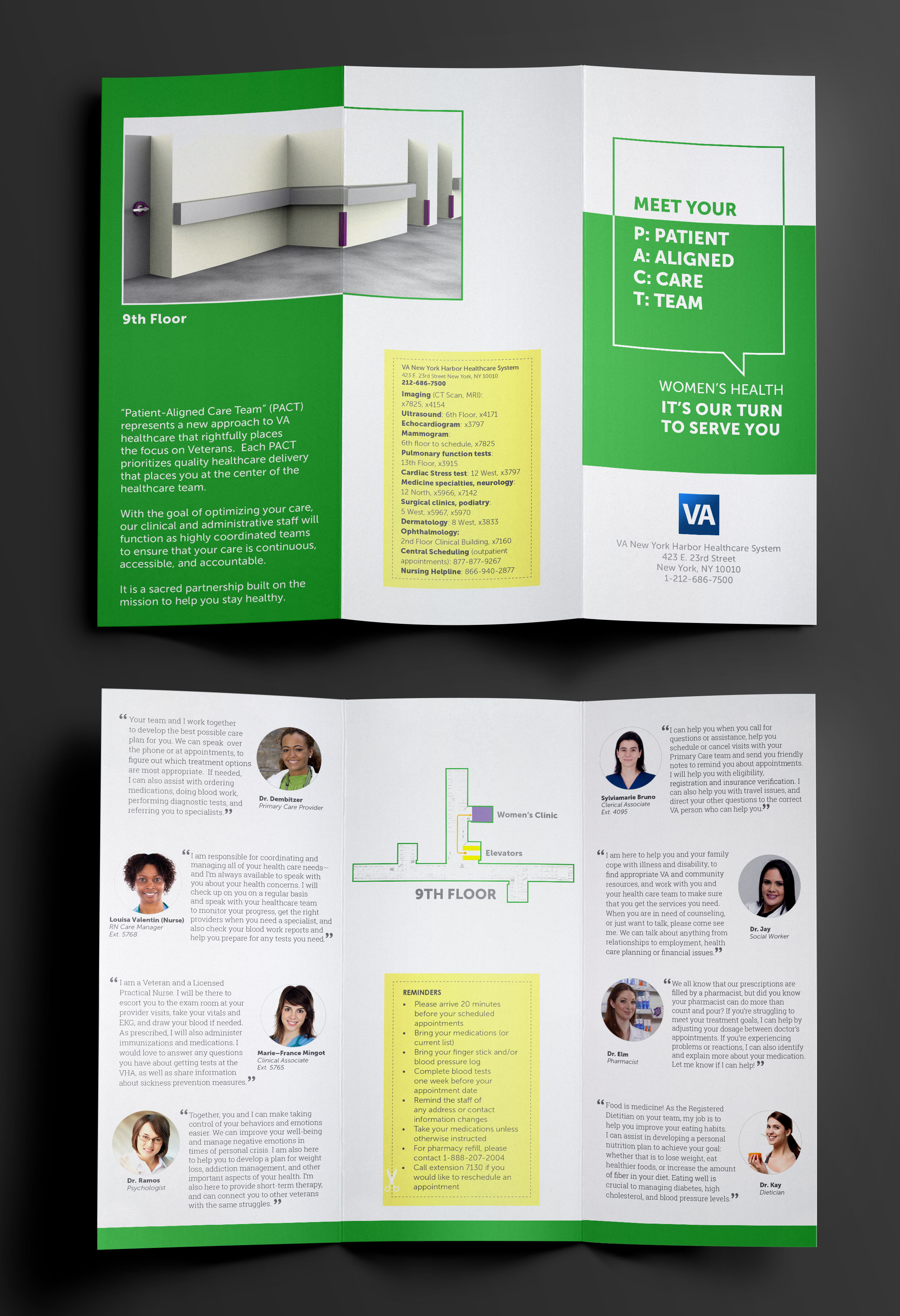 The redesigned information brochure handed out by the Women’s Clinic to first time visitors