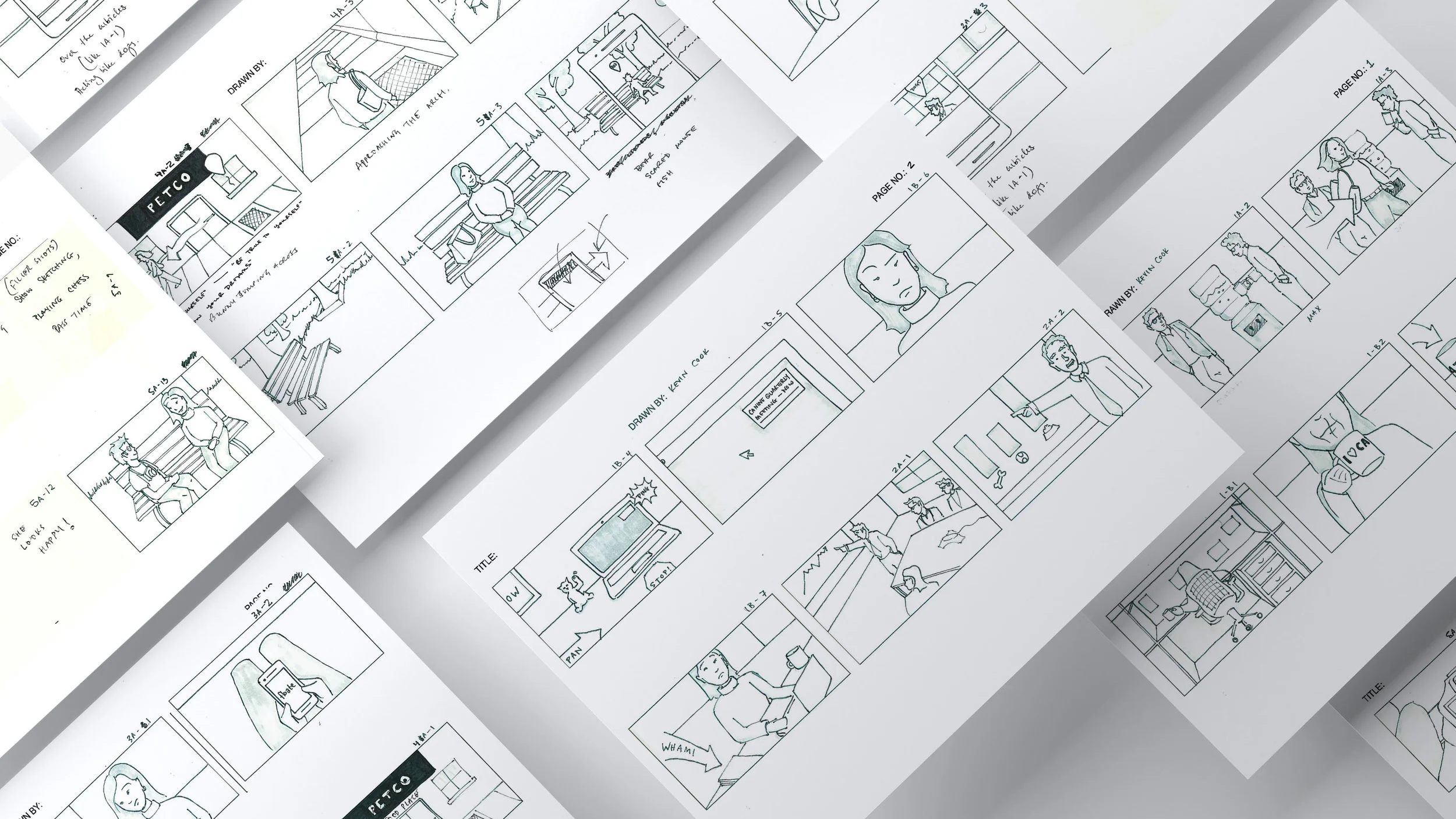 Storyboards sketched by Kevin Cook