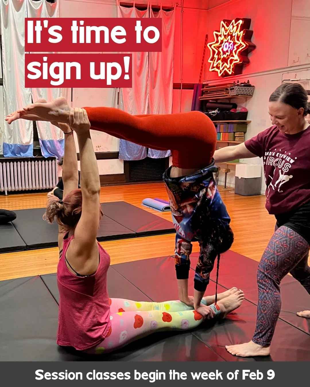 Get cozy - our February schedule is here! Swipe to see all the new options ➡️

Browse the schedule for classes in aerial silks, sling, trapeze, lyra, and ground skills like hoop, Throw Down, juggling and more!

🌱 New youth, teen, or adult? Check out