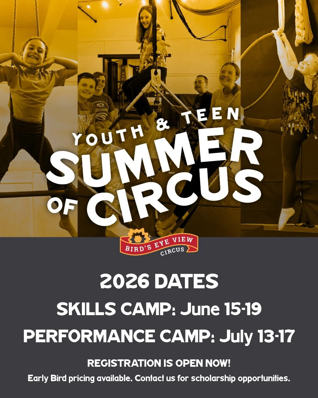 Circus and aerial summer camps for kids in Toledo are here! Swipe through last year&rsquo;s memories ➡️

CAMP DATES

🎪 Circus Skills Camp &bull; June 15-19, 2026
Monday-Friday 8:30am-12:30pm
Age 8-16

Students will spend a week learning aerial, bala