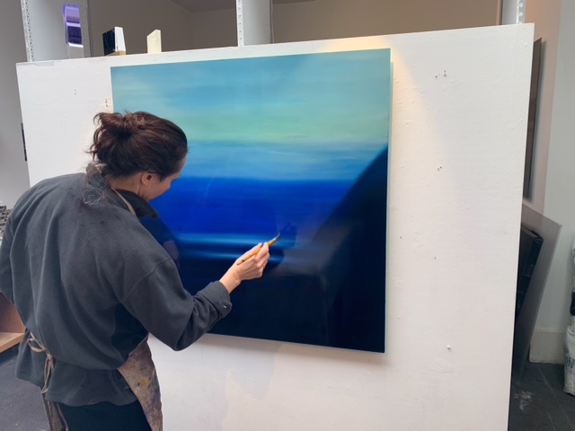 Helen Brough in her London studio creating the series Lightscape Spring 2019