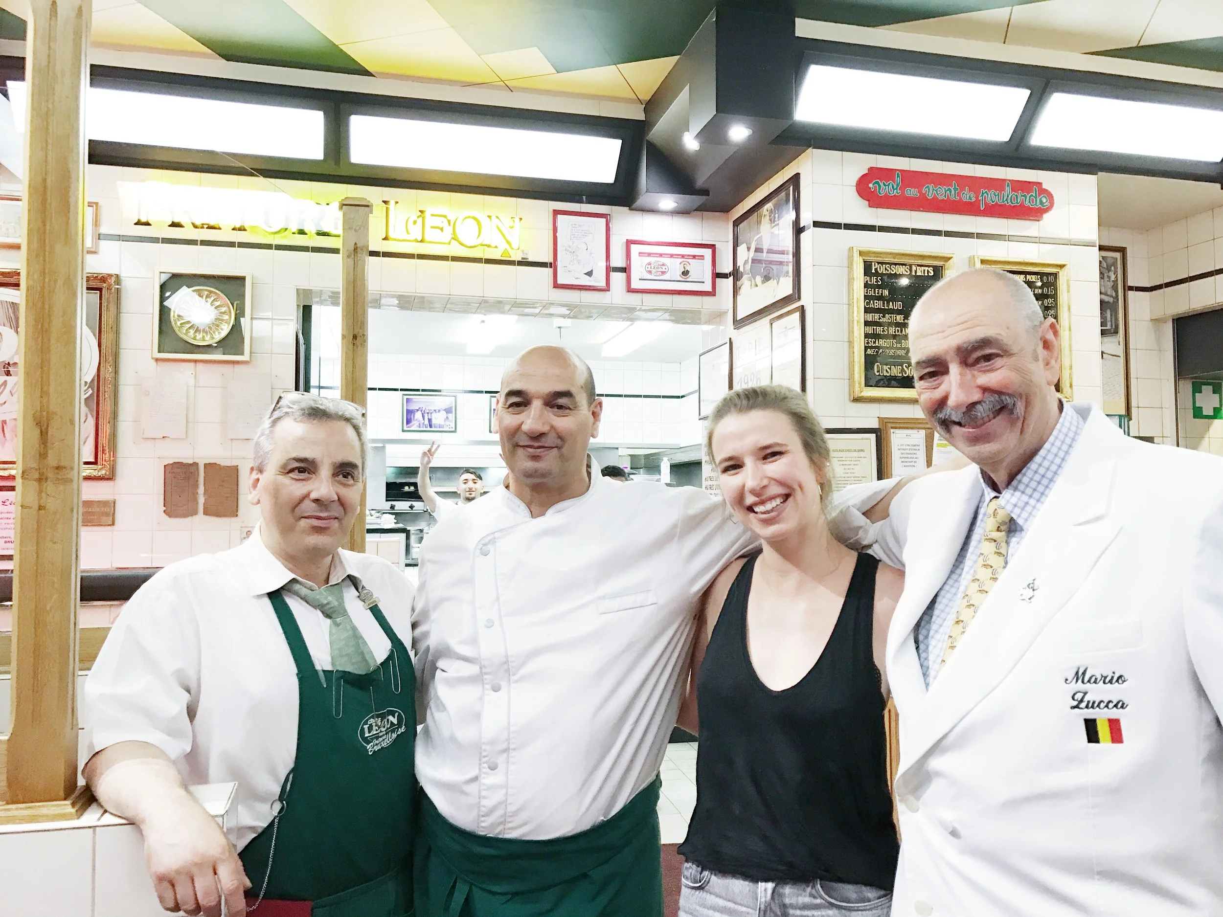 Our lovely waiter, one of the chefs, me and Mario Zucca. The latter has been there for over 50 years, welcoming people into the restaurant.